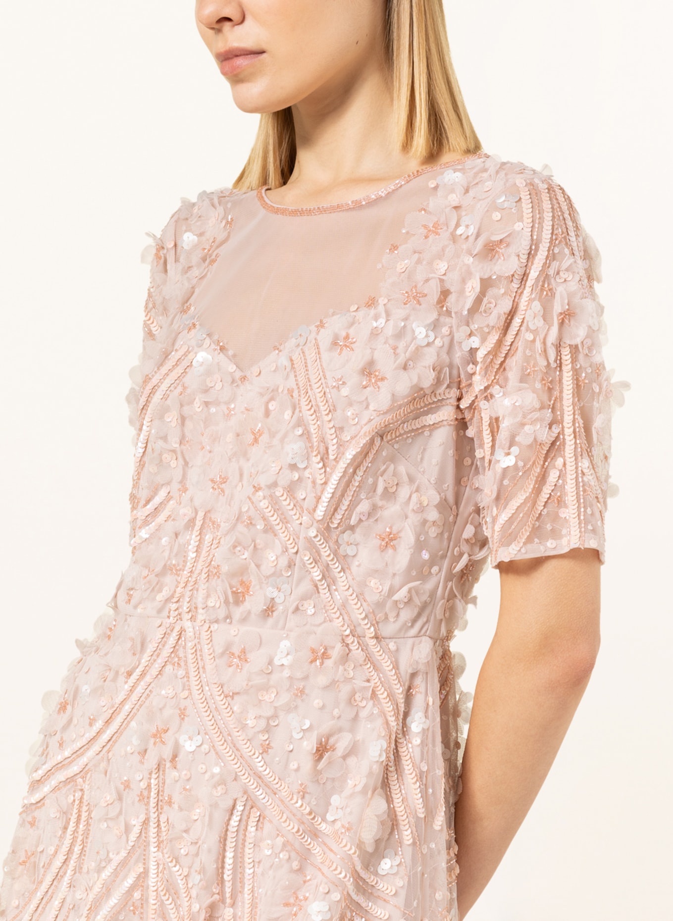 ADRIANNA PAPELL Abendkleid mit Pailletten und Tüll, Farbe: ROSÉ (Bild 4)