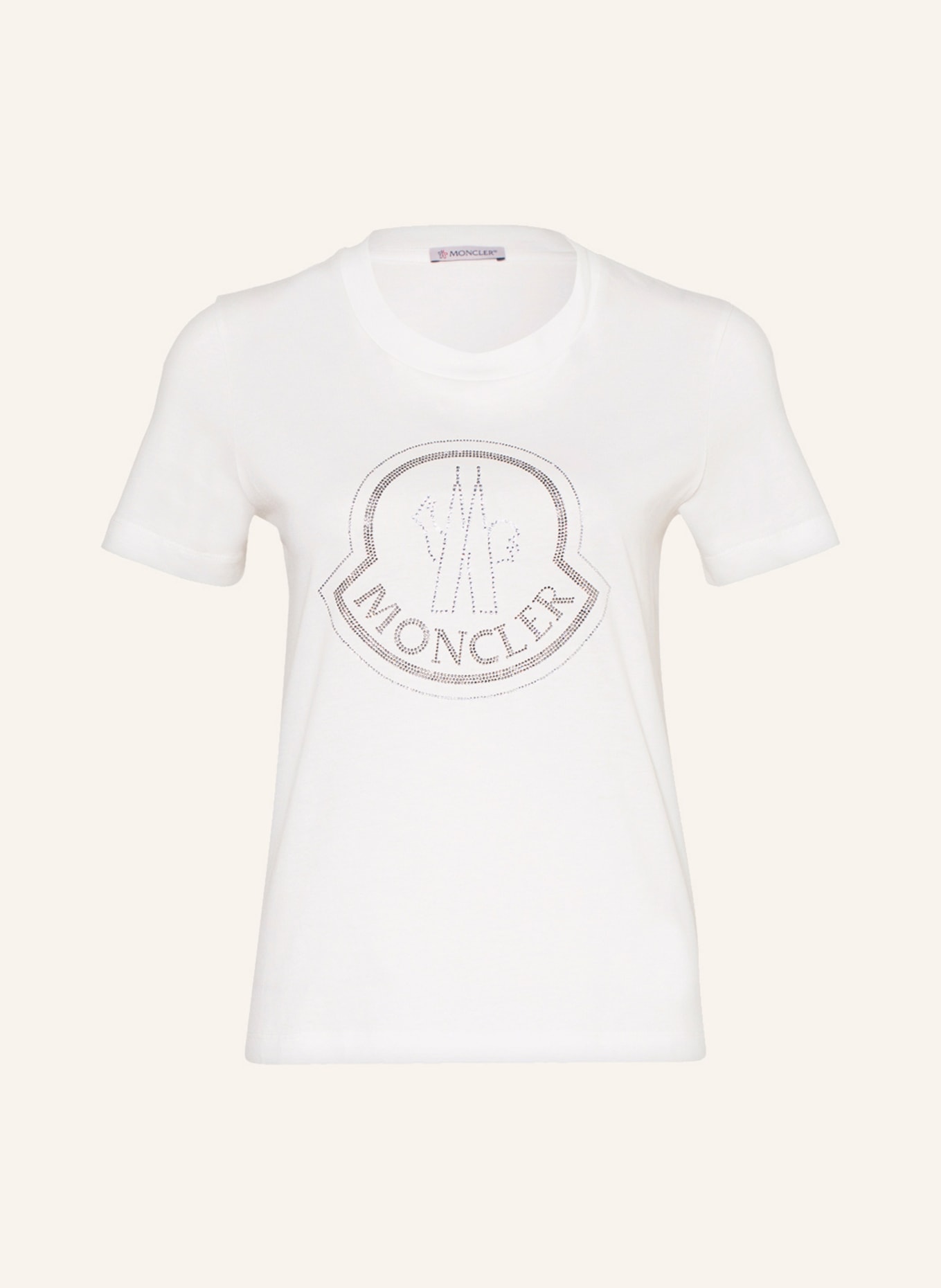 MONCLER T-shirt with decorative gems, Color: WHITE (Image 1)