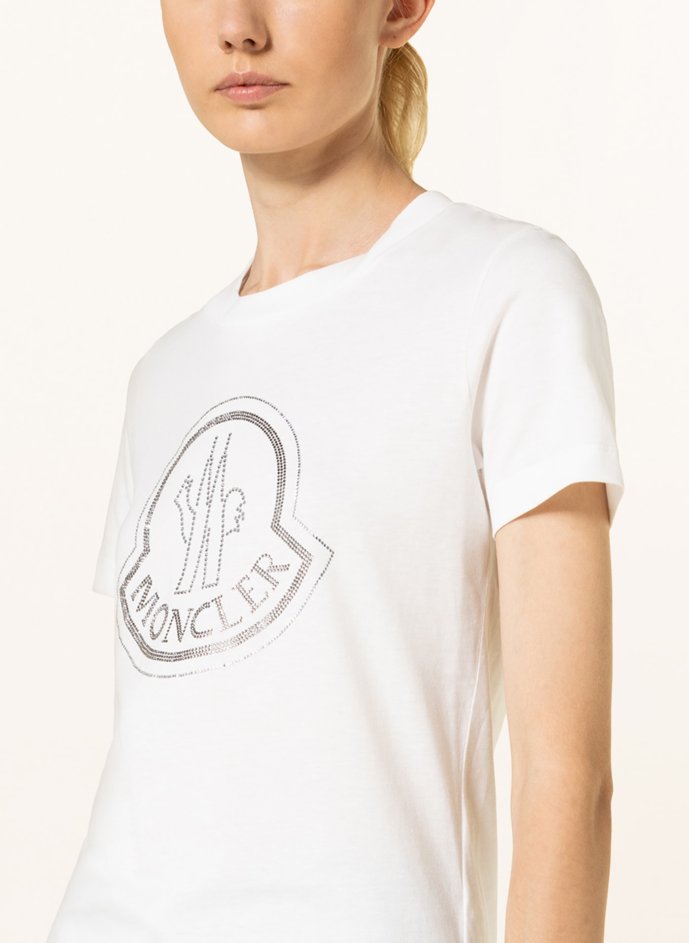 MONCLER T-shirt with decorative gems, Color: WHITE (Image 4)