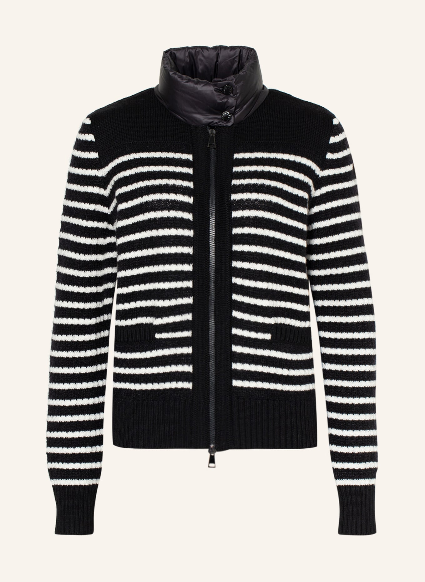 MONCLER Cardigan TRICOT in mixed materials, Color: WHITE/ BLACK (Image 1)