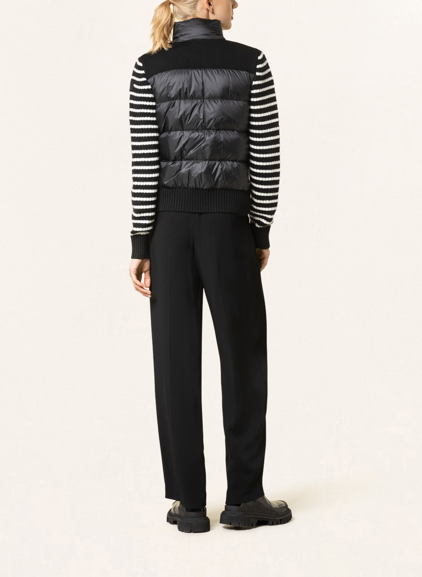 MONCLER Cardigan TRICOT in mixed materials, Color: WHITE/ BLACK (Image 3)