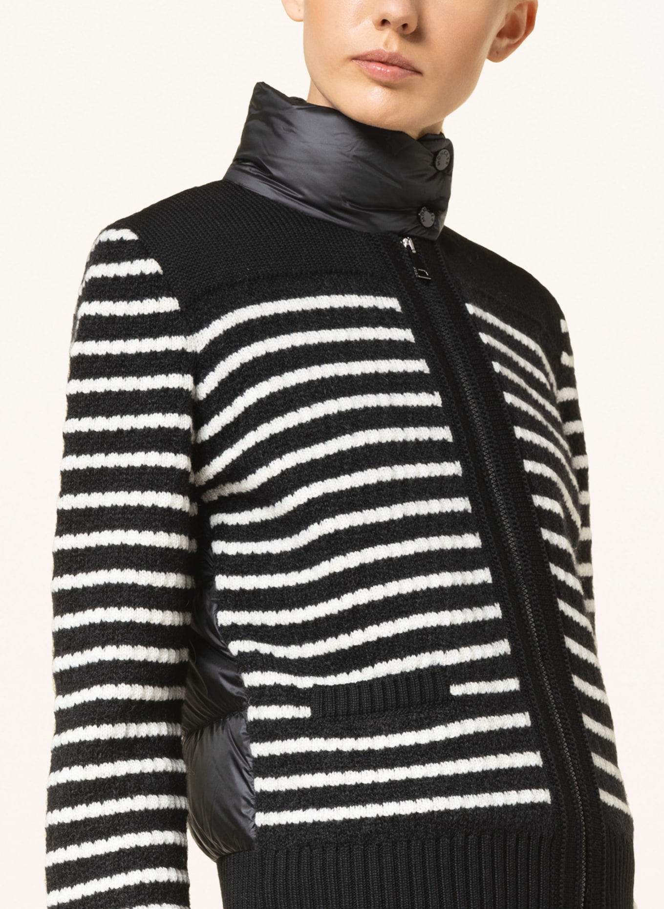 MONCLER Cardigan TRICOT in mixed materials, Color: WHITE/ BLACK (Image 4)
