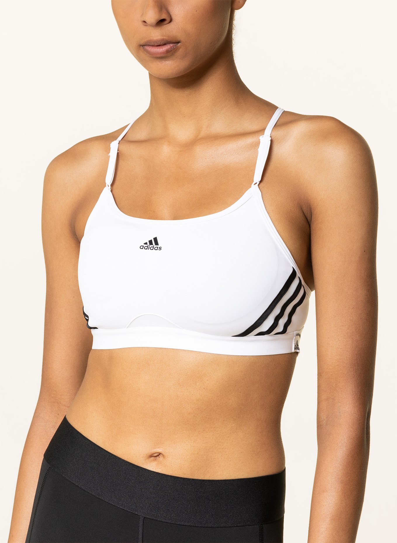 adidas Sports bra AEROREACT with mesh, Color: WHITE/ BLACK (Image 4)