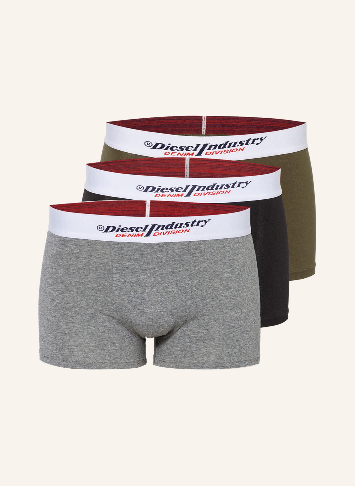 DIESEL 3-pack boxer shorts DAMIEN, Color: DARK GRAY/ KHAKI/ BLACK (Image 1)