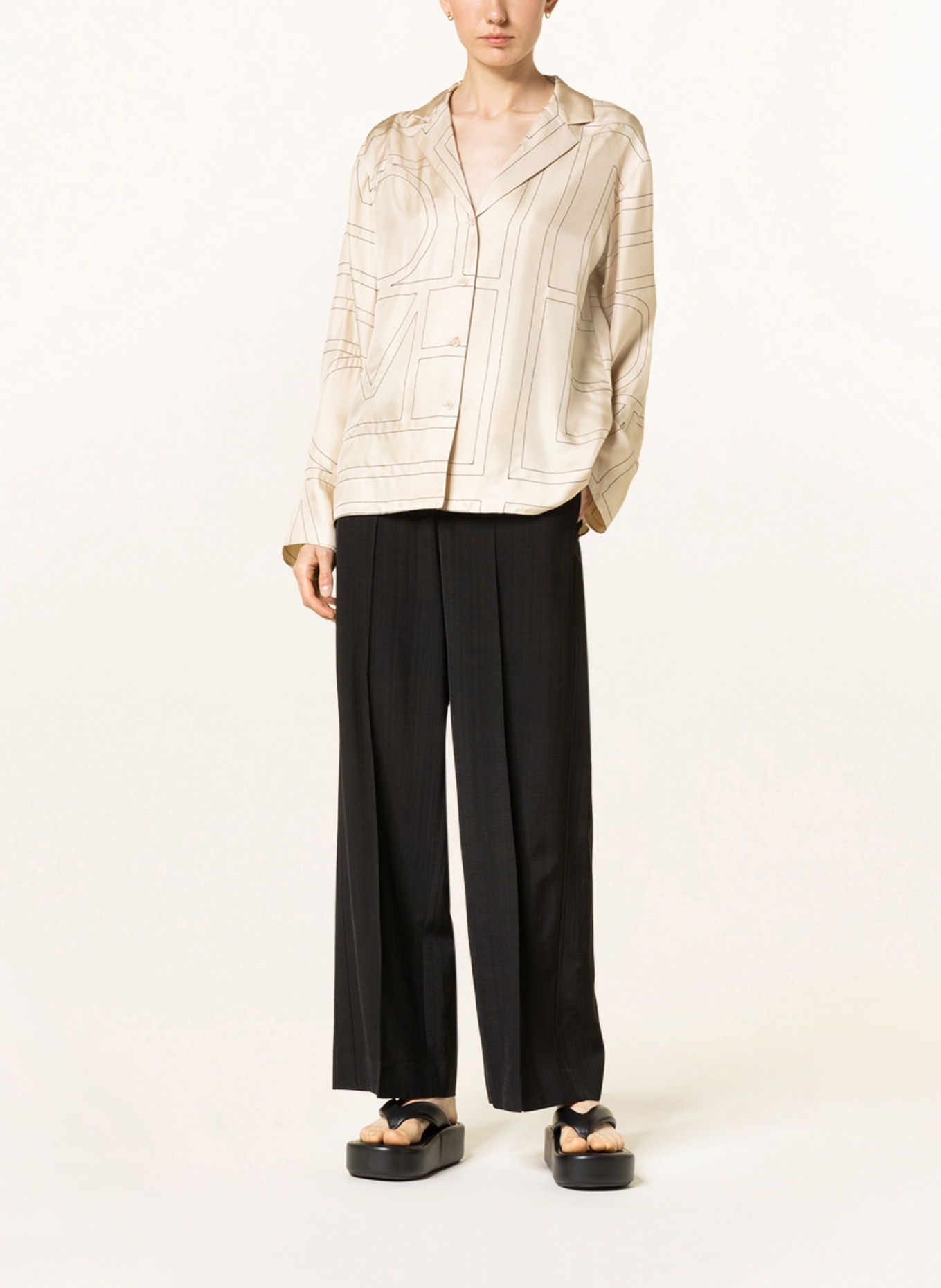 TOTEME Silk blouse , Color: BEIGE/ BLACK (Image 2)