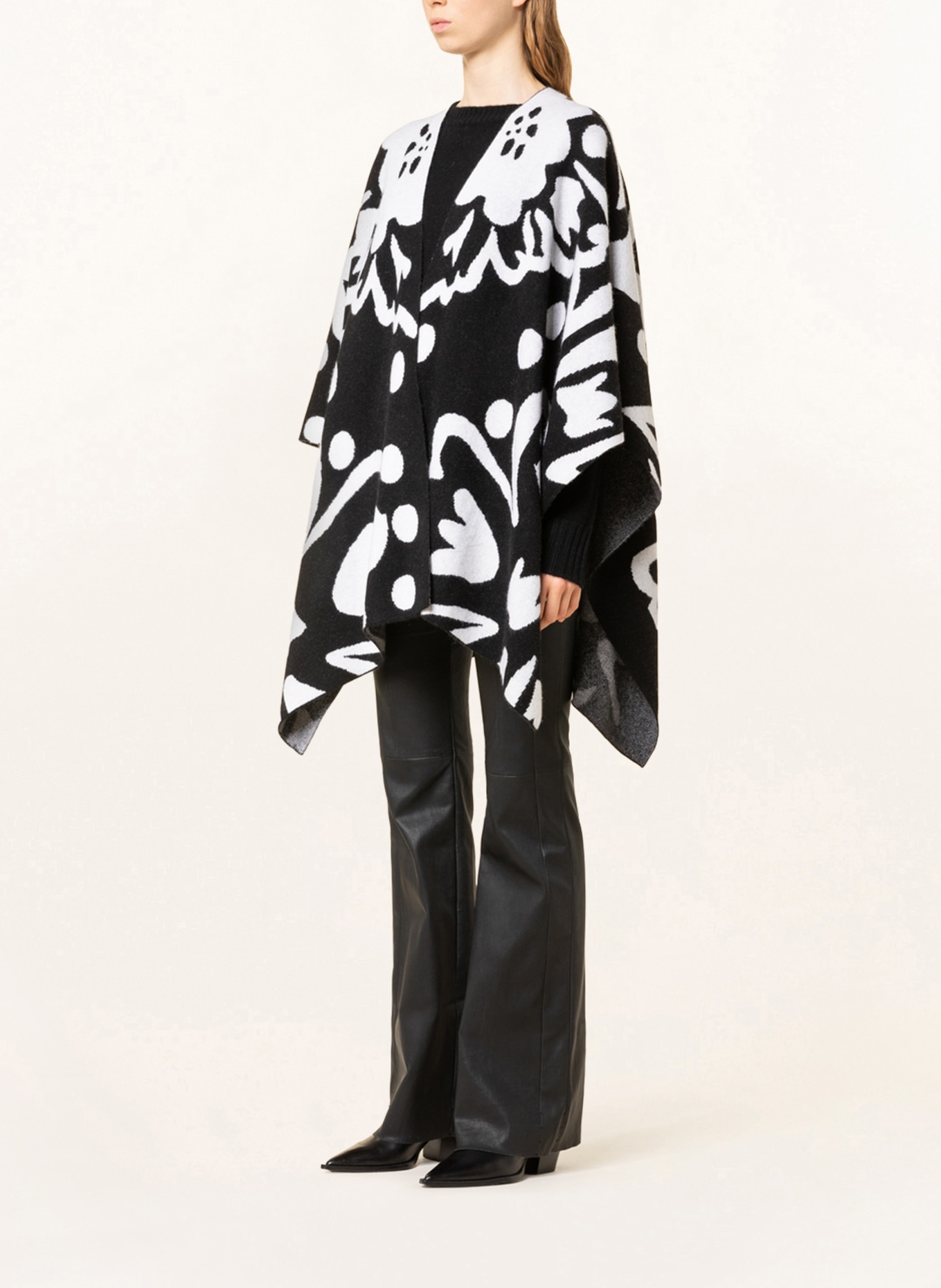 lilienfels Cape with cashmere, Color: BLACK/ WHITE (Image 2)