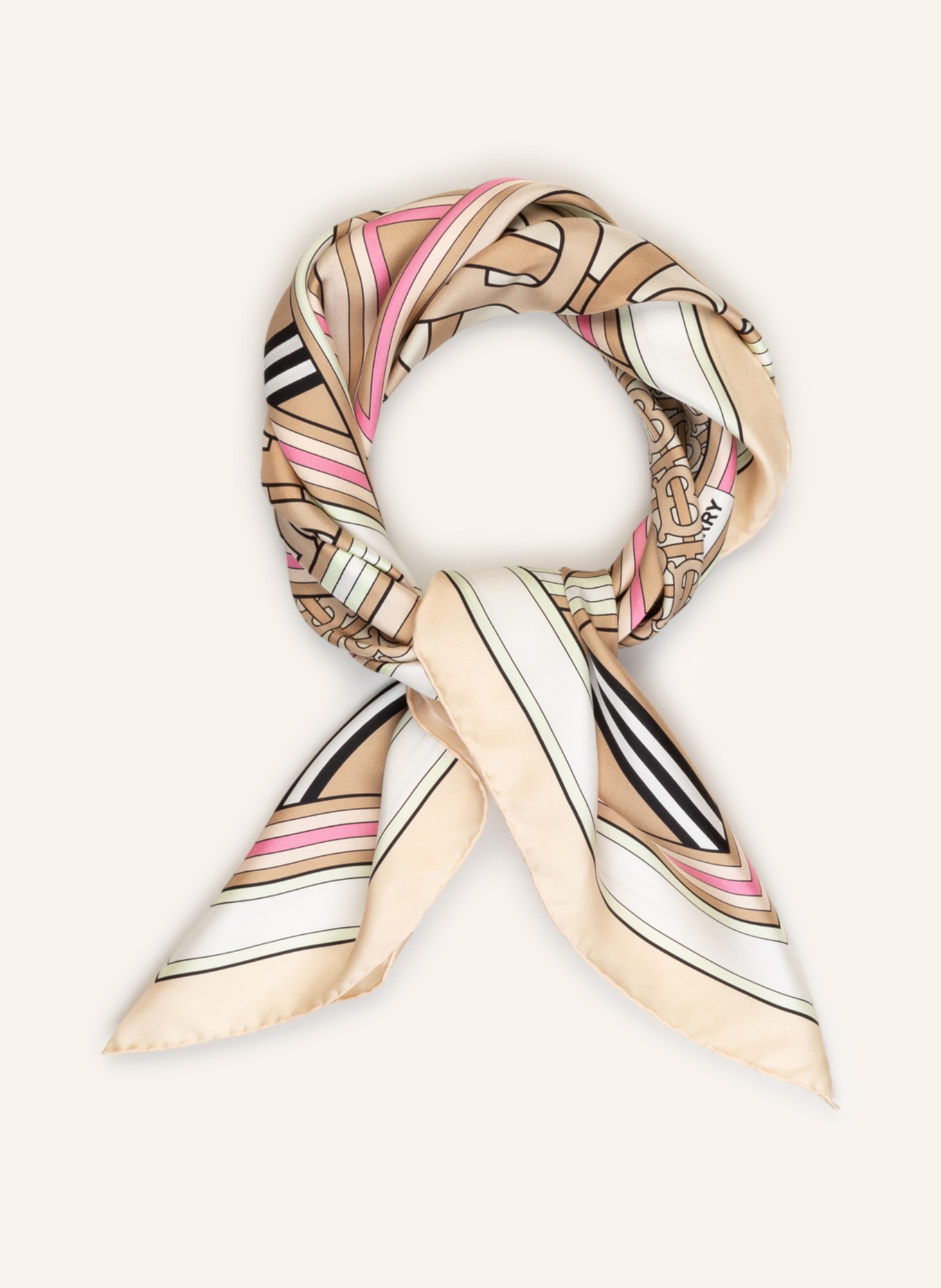 BURBERRY Silk scarf, Color: LIGHT BROWN/ PINK/ BLACK (Image 2)