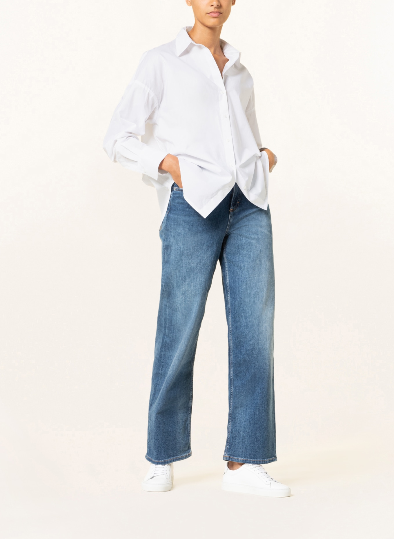 darling harbour Oversized shirt blouse , Color: WHITE (Image 2)