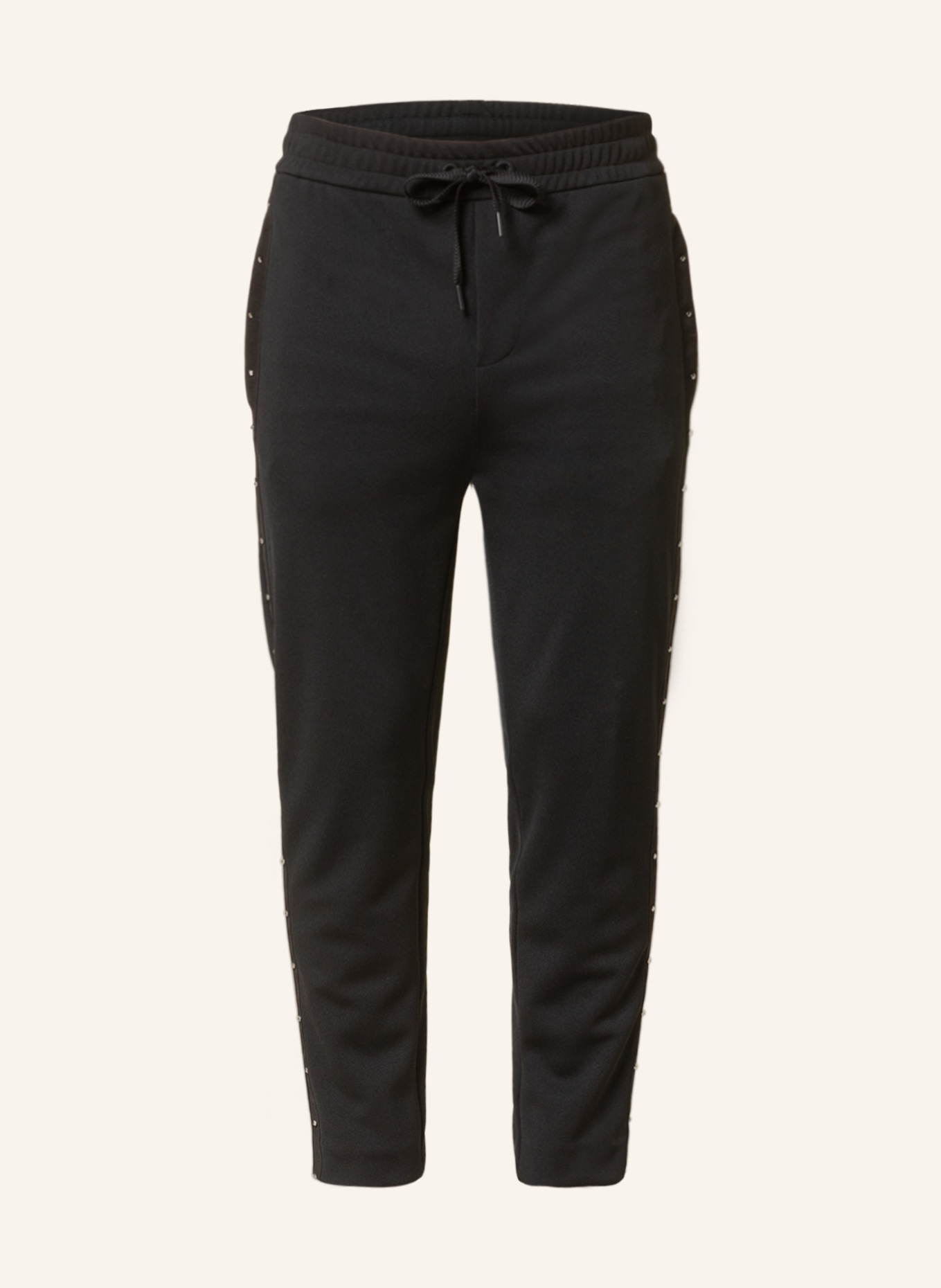 MONCLER Pants in jogger style with tuxedo stripes and rivets , Color: BLACK (Image 1)