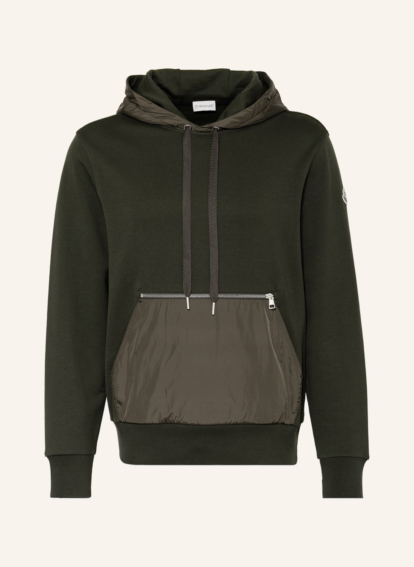 MONCLER Hoodie in mixed materials, Color: KHAKI (Image 1)