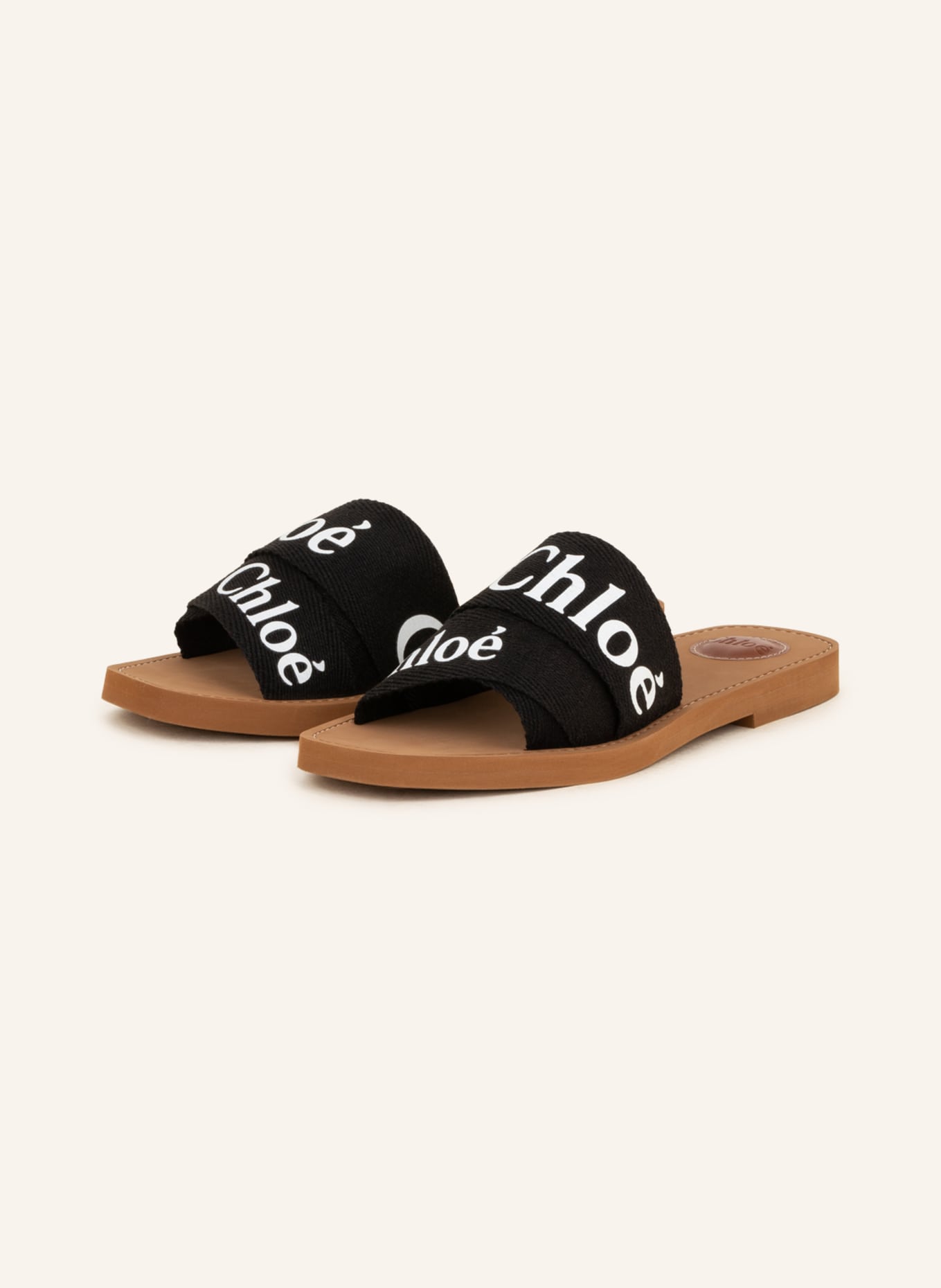 Chloé Pantoletten WOODY: SCHWARZ/ WEISS