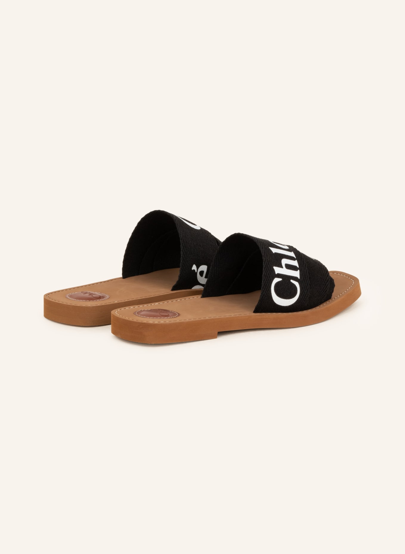 Chloé Pantoletten WOODY: SCHWARZ/ WEISS