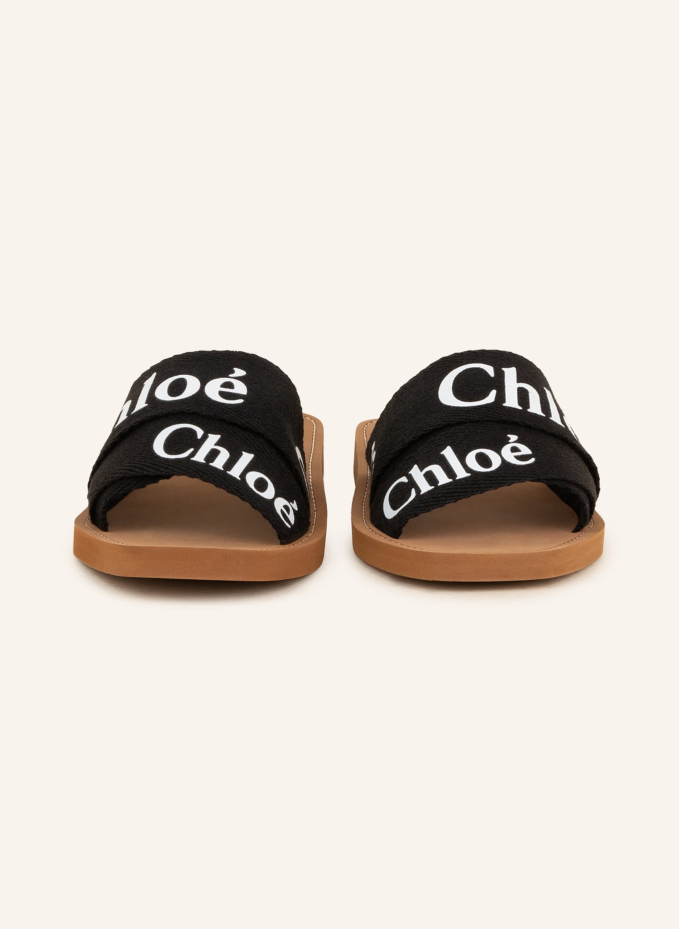 Chloé Pantoletten WOODY: SCHWARZ/ WEISS