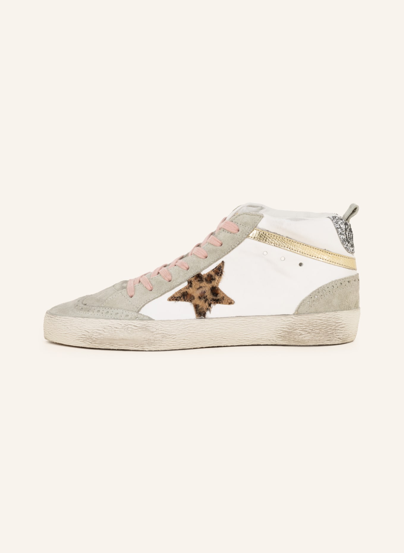 GOLDEN GOOSE High-top sneakers MID STAR, Color: WHITE/ LIGHT GRAY (Image 4)