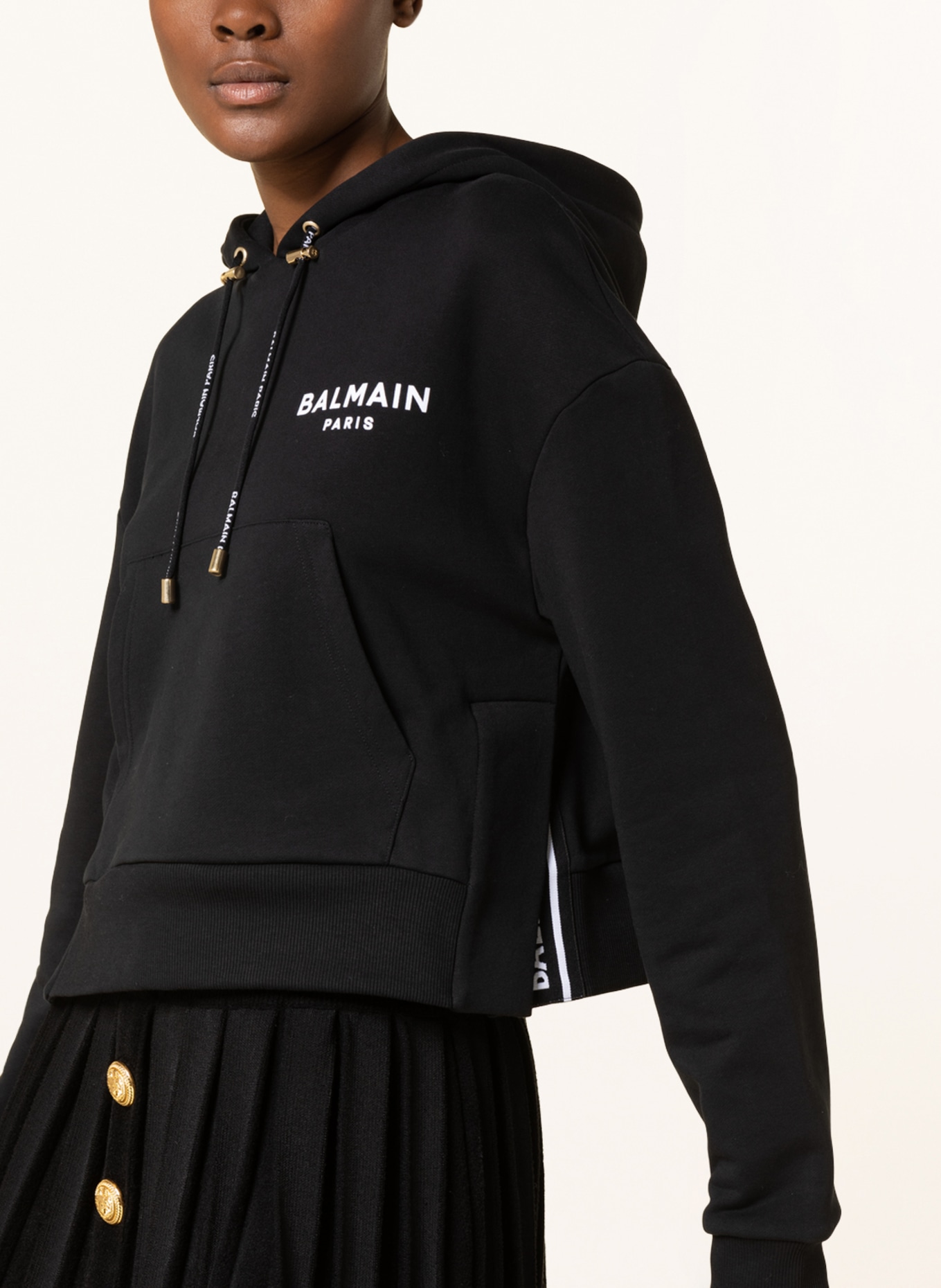 BALMAIN Cropped hoodie, Color: BLACK (Image 5)