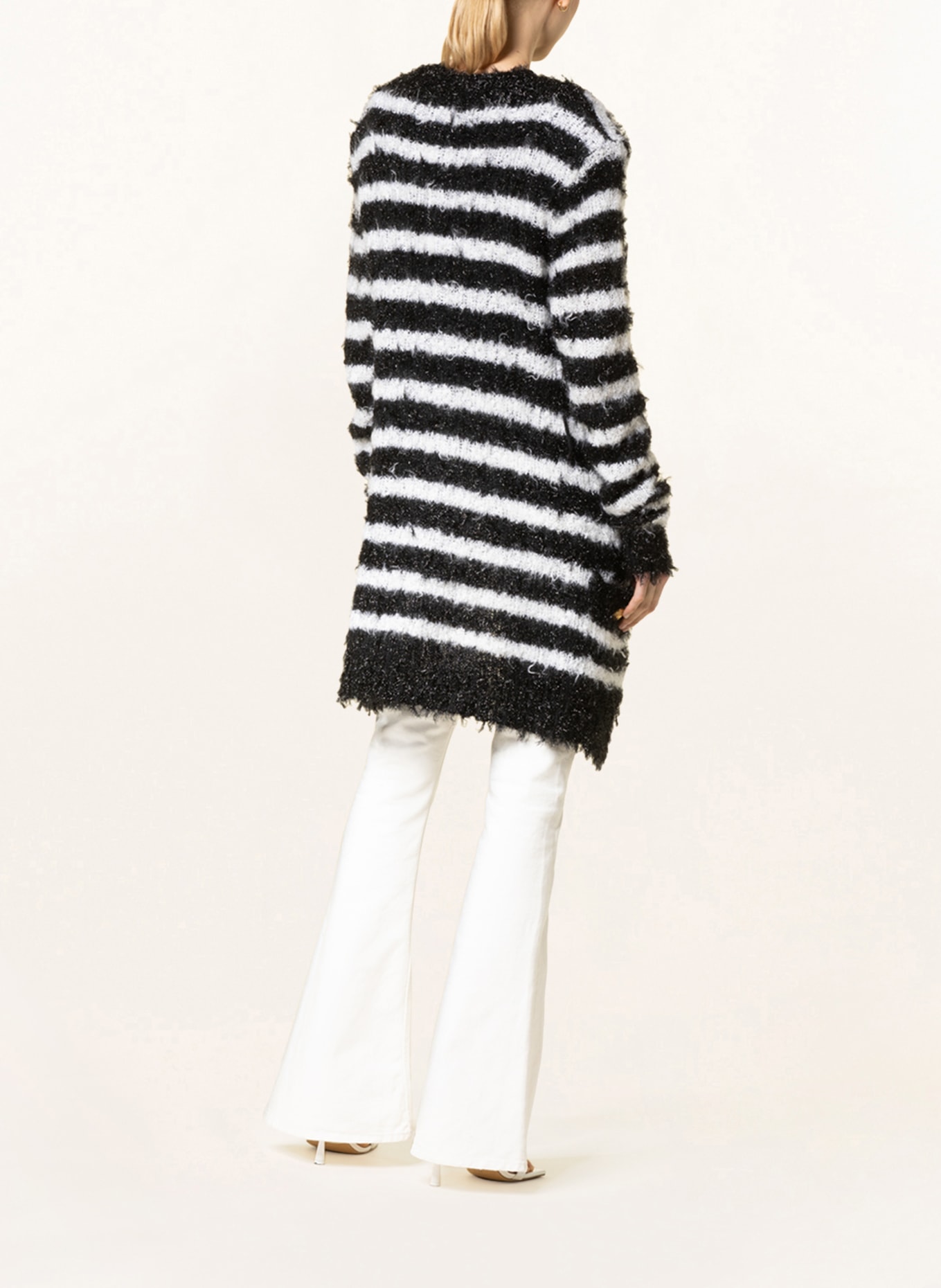 BALMAIN Knit cardigan with glitter thread, Color: BLACK/ WHITE (Image 3)
