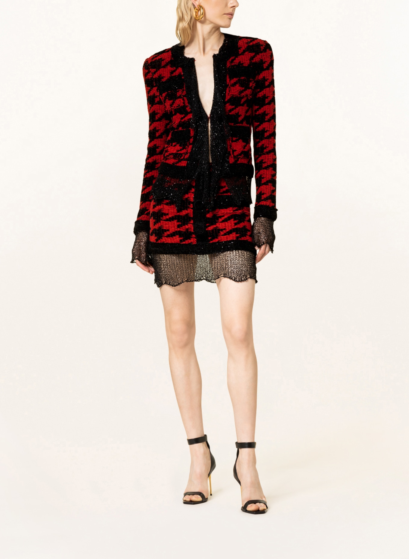 BALMAIN Boxy jacket with sequins, Color: BLACK/ RED (Image 2)