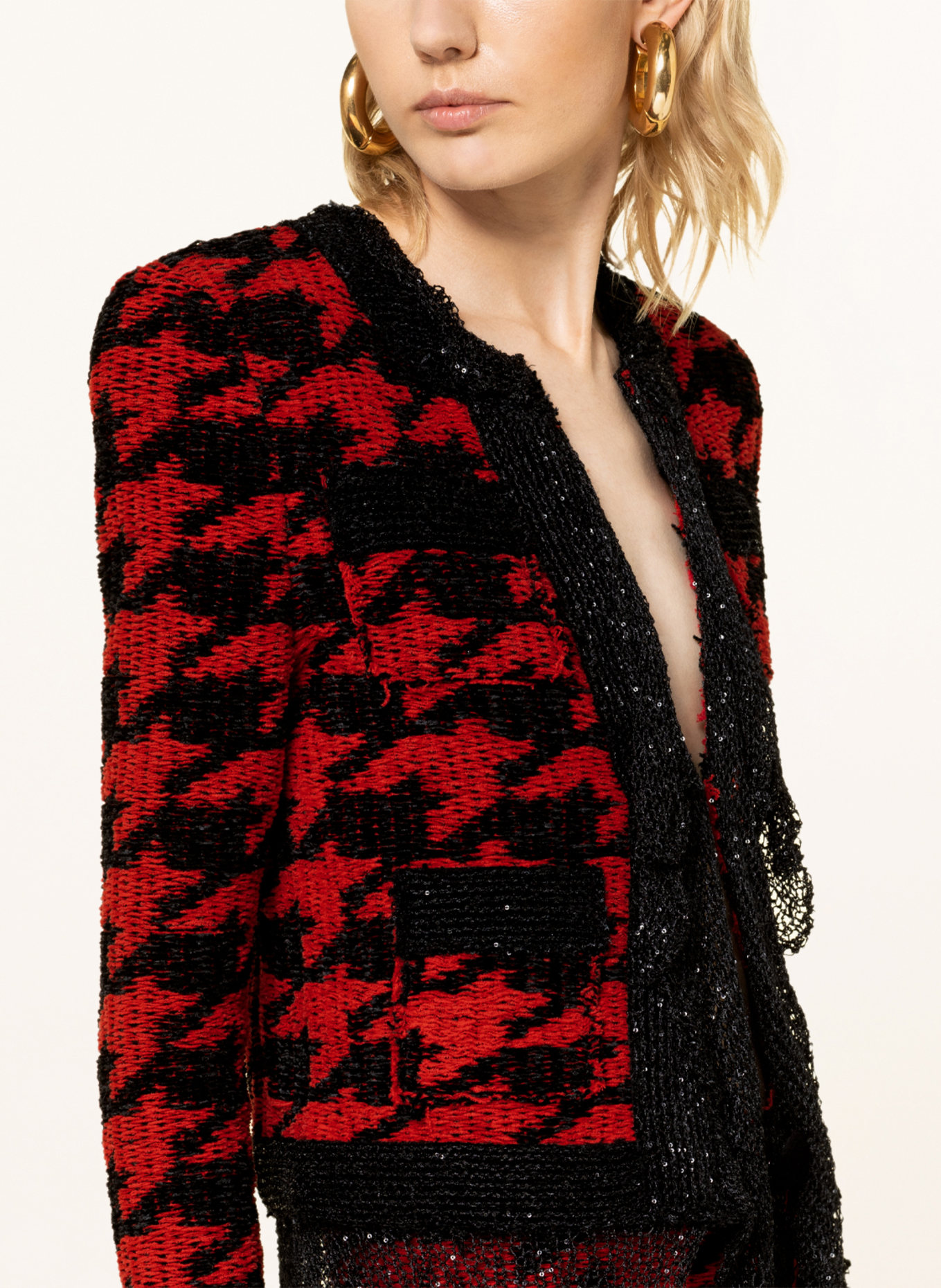 BALMAIN Boxy jacket with sequins, Color: BLACK/ RED (Image 4)