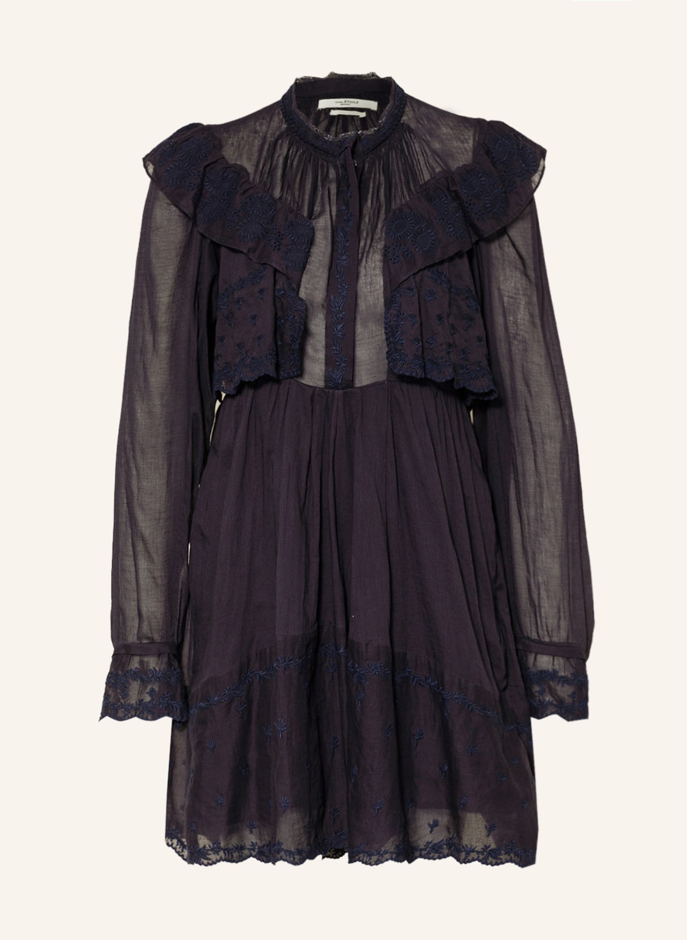 MARANT ÉTOILE Kleid LIMPEZA mit Lochspitze und Volants, Farbe: DUNKELBLAU (Bild 1)