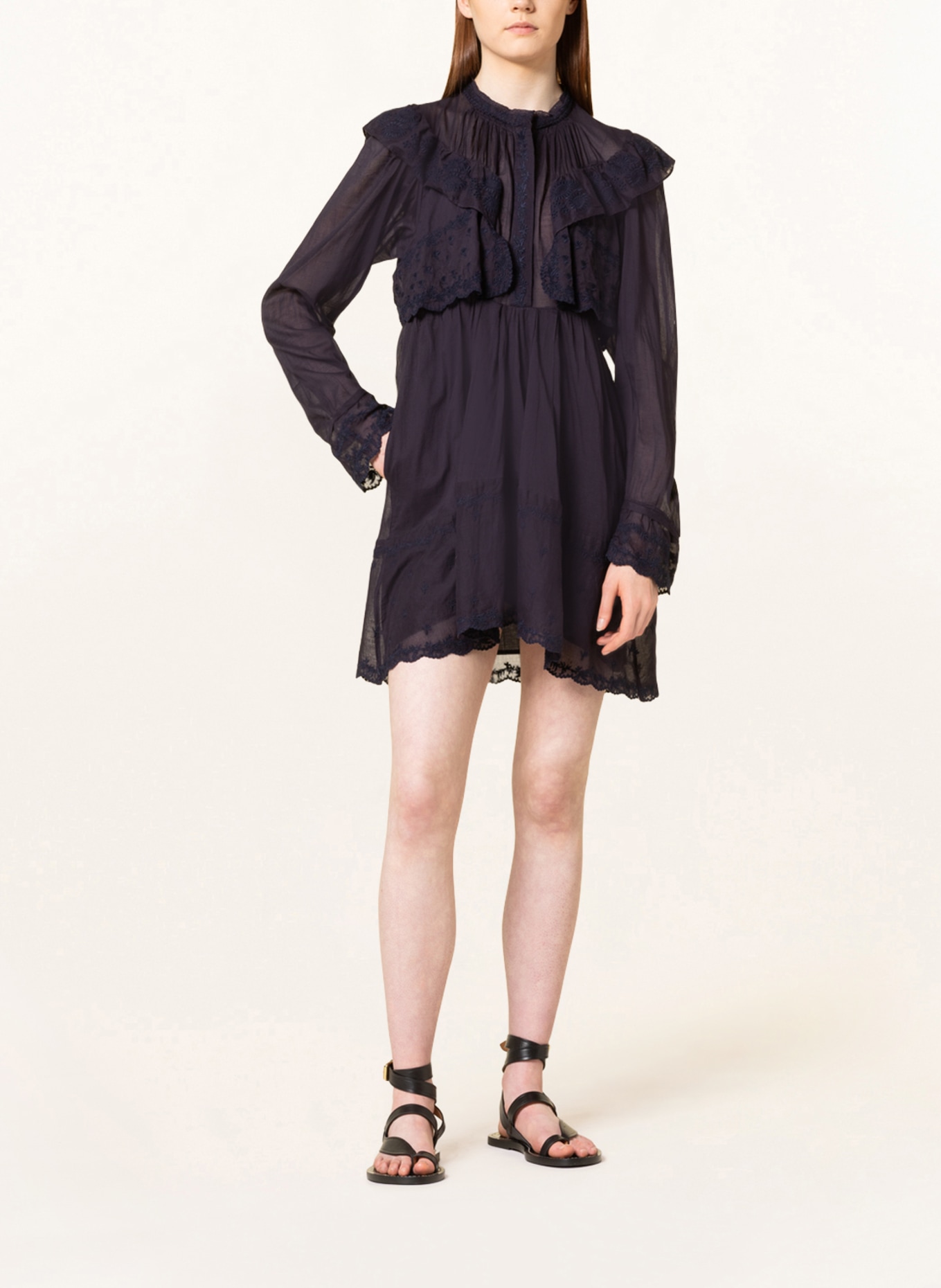 MARANT ÉTOILE Dress LIMPEZA with lace and frills, Color: DARK BLUE (Image 2)