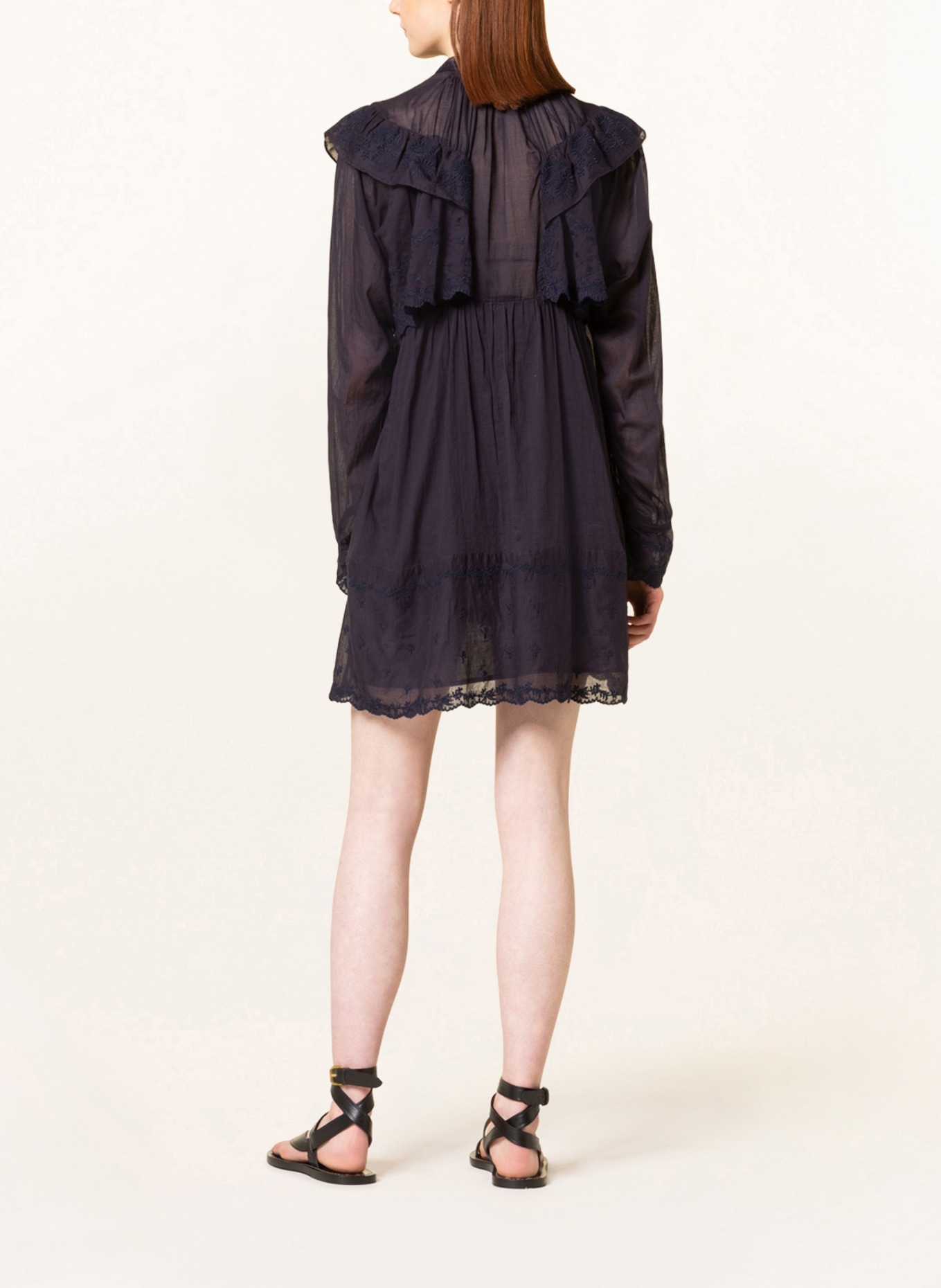 MARANT ÉTOILE Dress LIMPEZA with lace and frills, Color: DARK BLUE (Image 3)