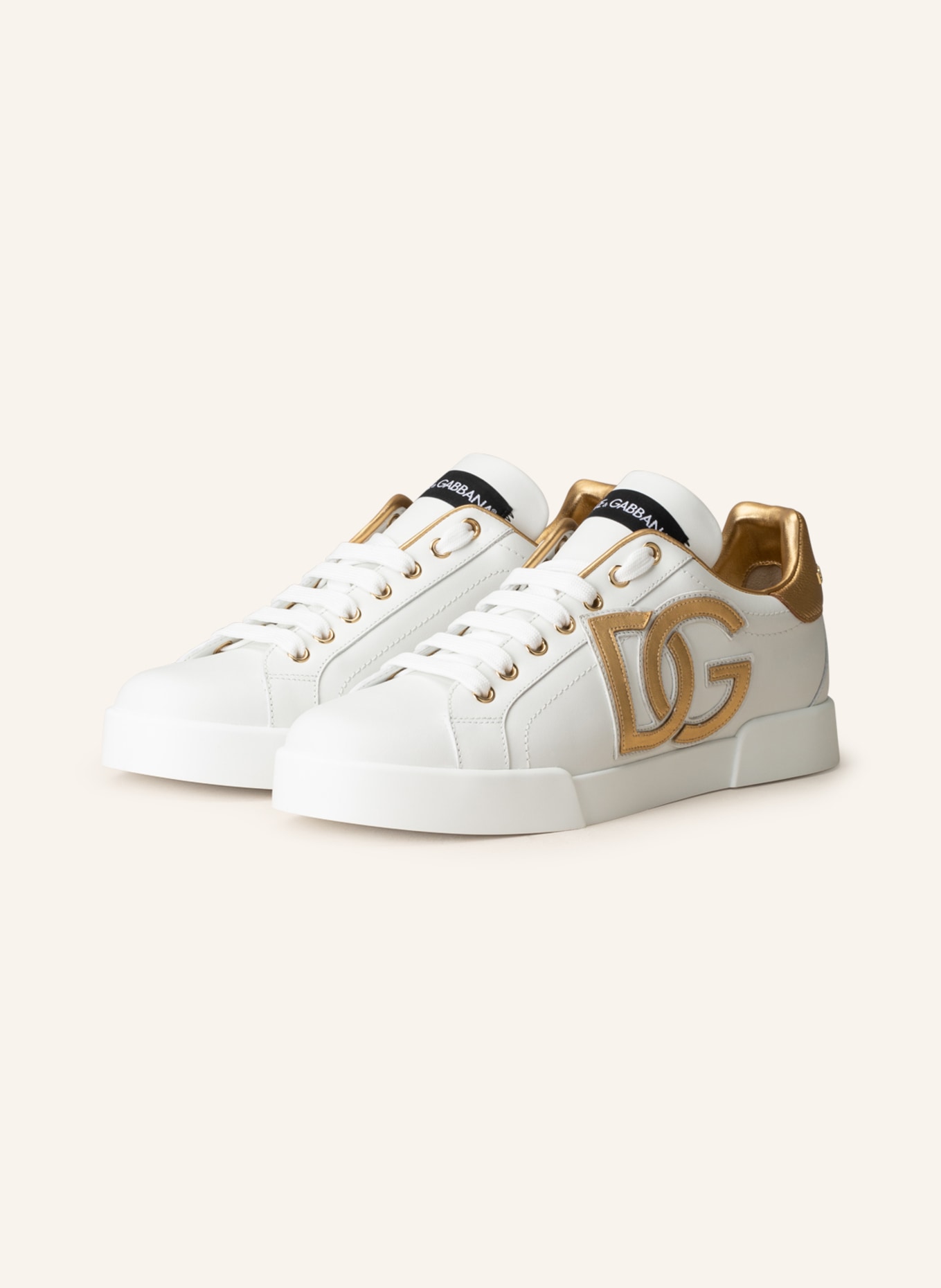 DOLCE & GABBANA Sneakers PORTOFINO, Color: WHITE/ GOLD (Image 1)