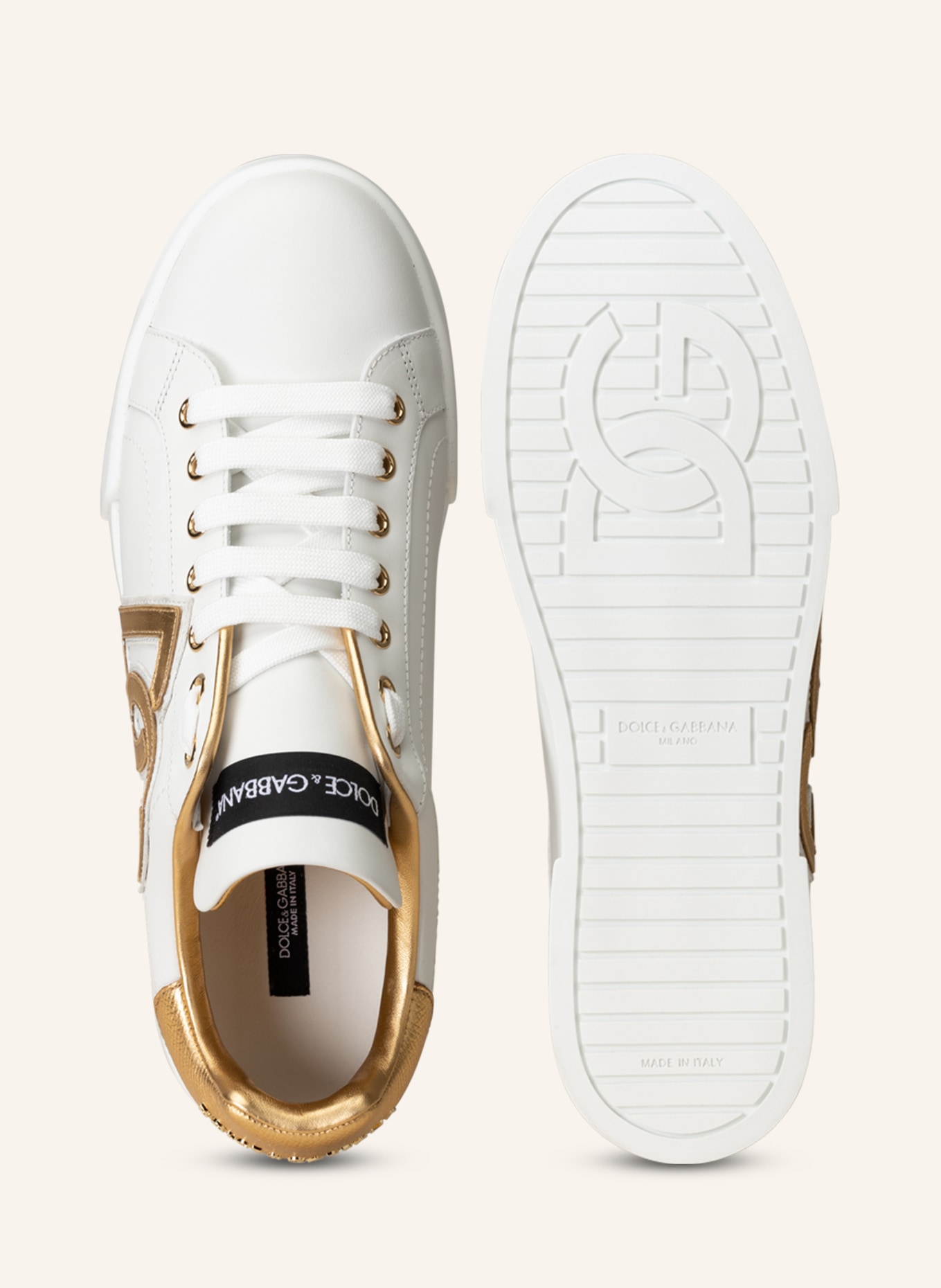 DOLCE & GABBANA Sneakers PORTOFINO, Color: WHITE/ GOLD (Image 5)