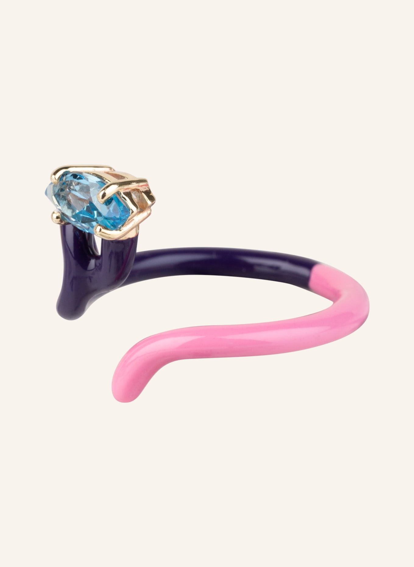 BEA BONGIASCA Ring BABY VINE, Farbe: PINK/ SCHWARZ/ TÜRKIS (Bild 1)