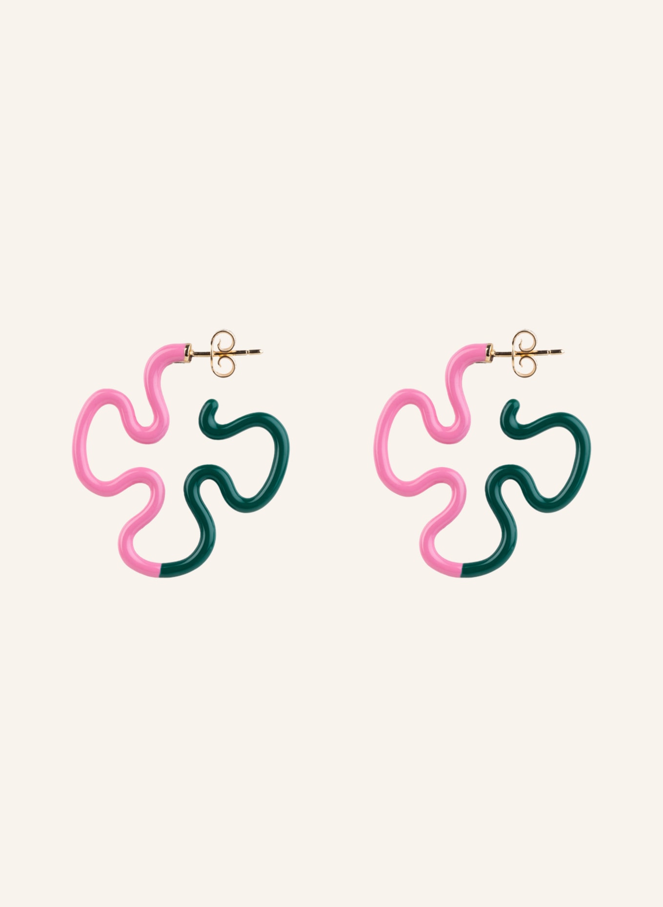BEA BONGIASCA Earrings, Color: GOLD/ DARK GREEN/ PINK (Image 1)