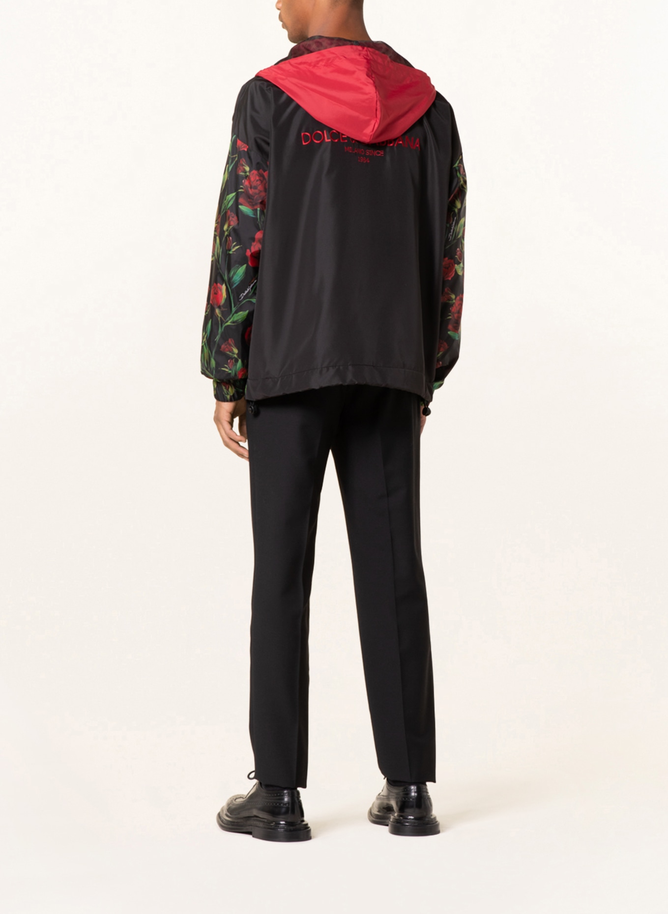 DOLCE & GABBANA Jacket KWAY FLOWER, Color: BLACK/ KHAKI/ DARK RED (Image 3)