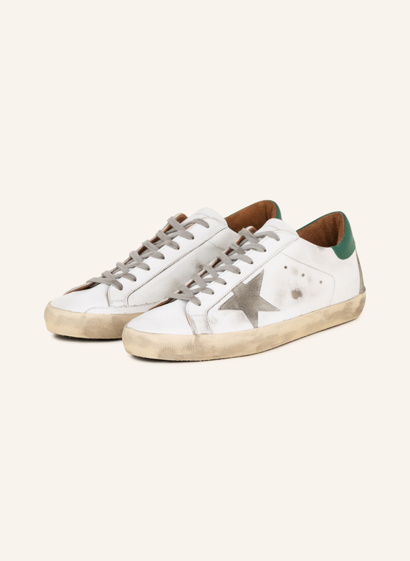 GOLDEN GOOSE Sneakers SUPER-STAR, Color: WHITE/ GREEN (Image 1)