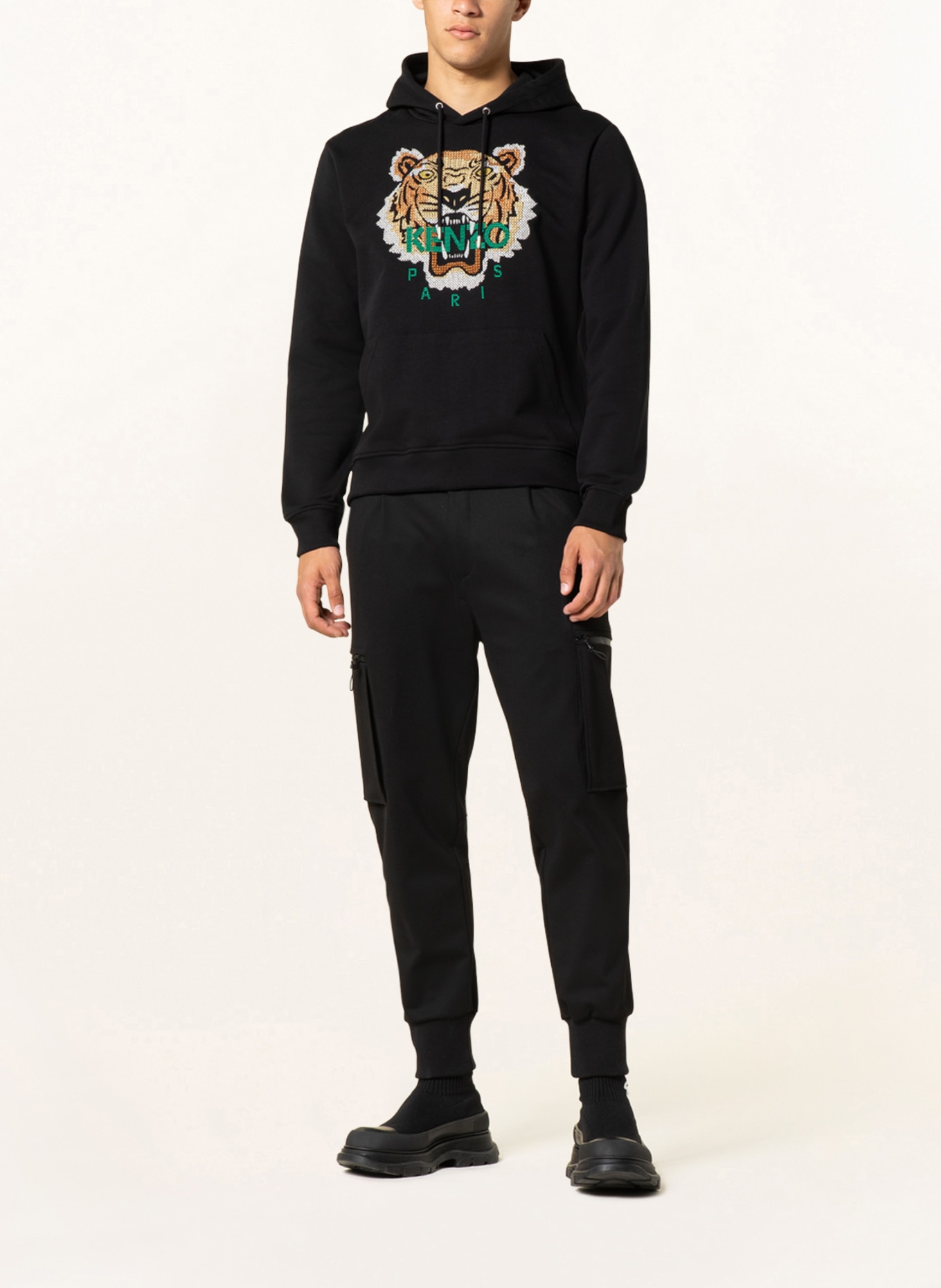 KENZO Bluza z kapturem TIGER: CZARNY