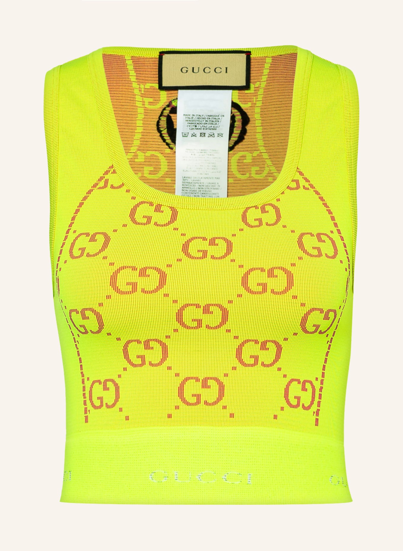 GUCCI Cropped top in neon yellow fuchsia