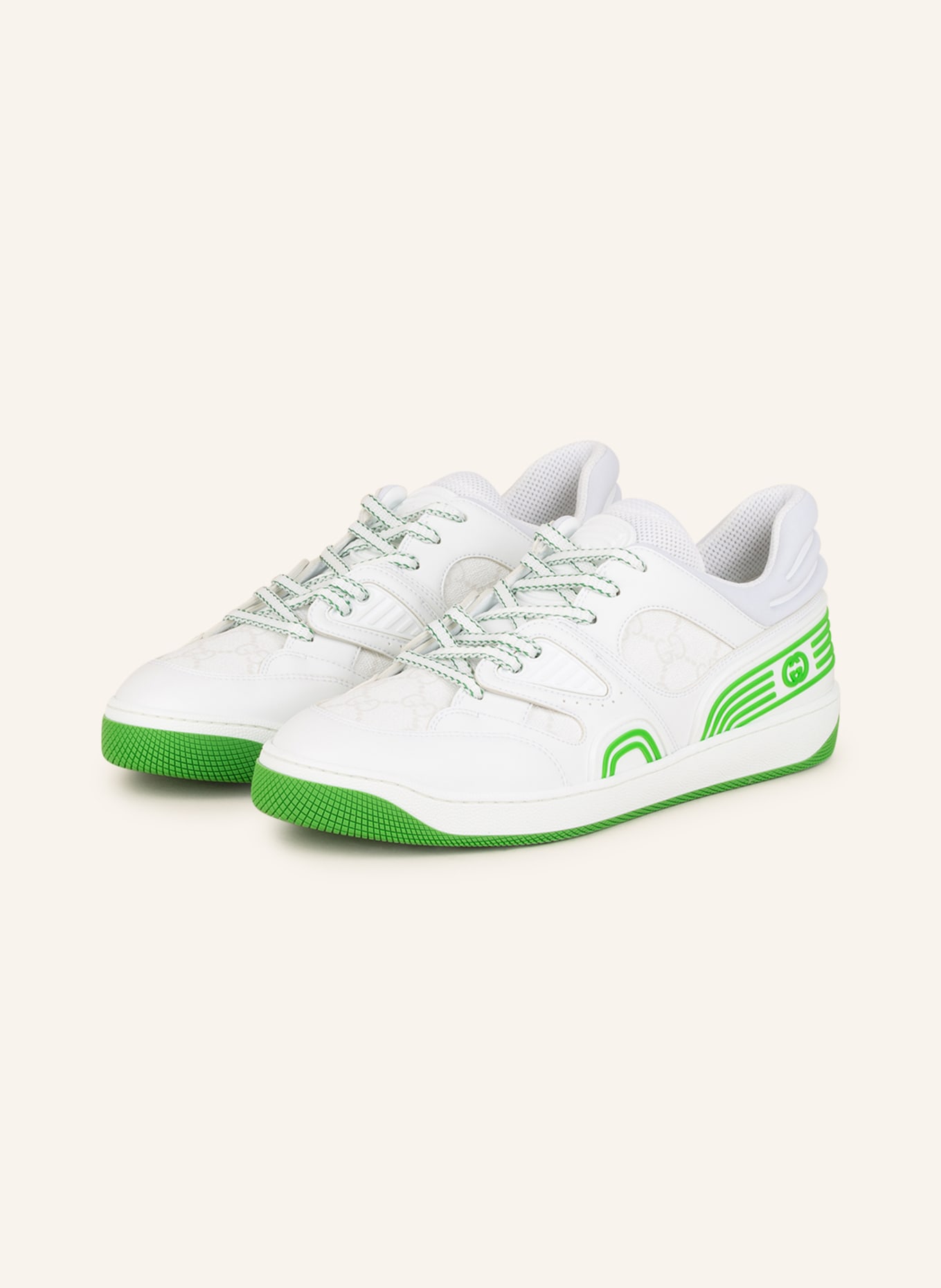 GUCCI Sneakers DEMETRA, Color: WHITE/ NEON GREEN (Image 1)