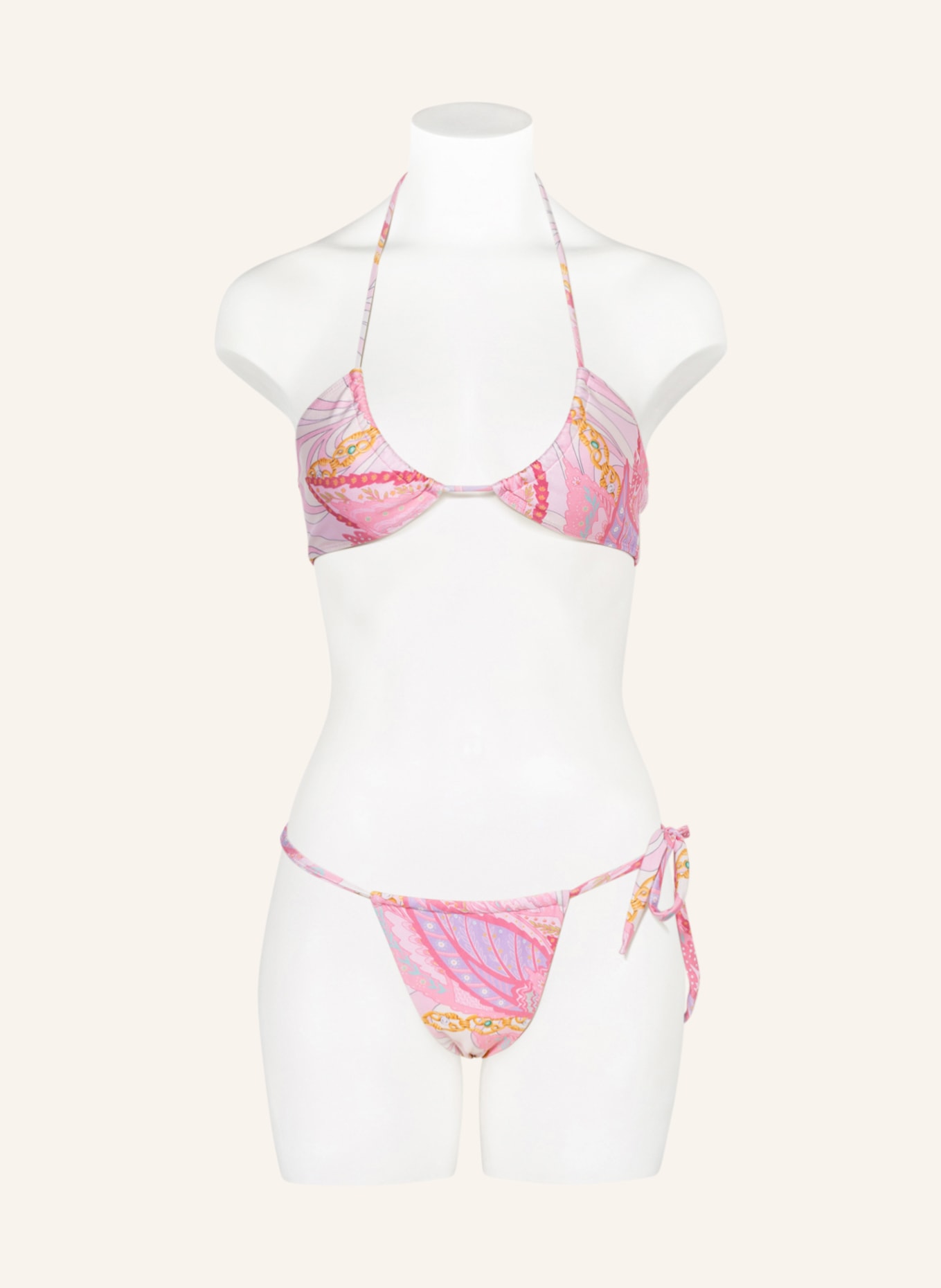 JANTHEE Berlin Bralette bikini top KELLY, Color: PINK/ LIGHT PURPLE/ ECRU (Image 2)