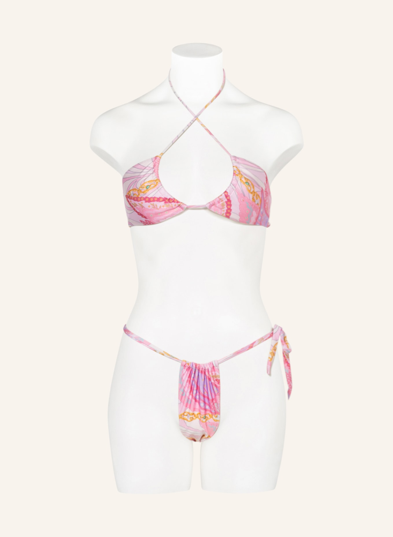 JANTHEE Berlin Bralette bikini top KELLY, Color: PINK/ LIGHT PURPLE/ ECRU (Image 4)