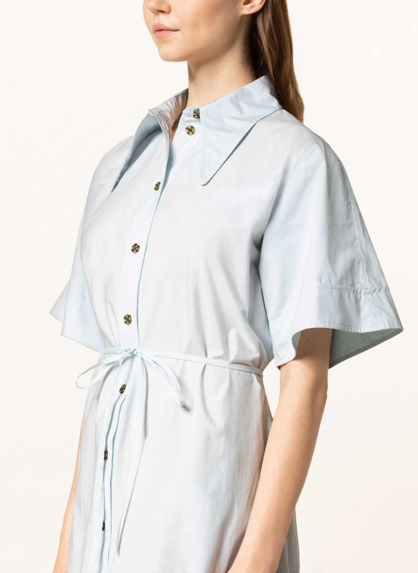 GANNI Košilové šaty s děrovanou krajkou, Barva: TMAVĚ MODRÁ (Obrázek 4)