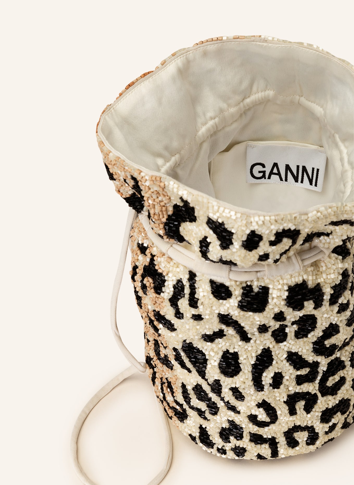GANNI Pouch bag with sequins, Color: BLACK/ CREAM/ BEIGE (Image 3)