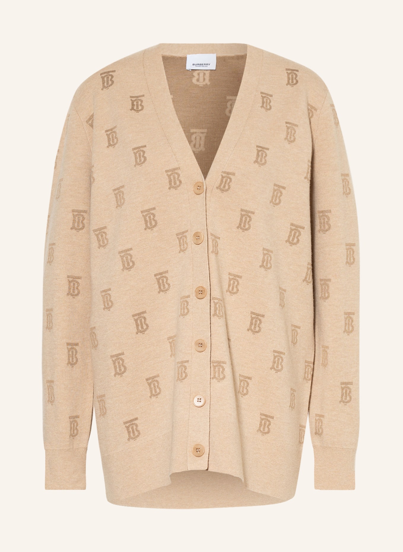 BURBERRY Oversized cardigan SALENA with silk , Color: BEIGE/ LIGHT BROWN (Image 1)