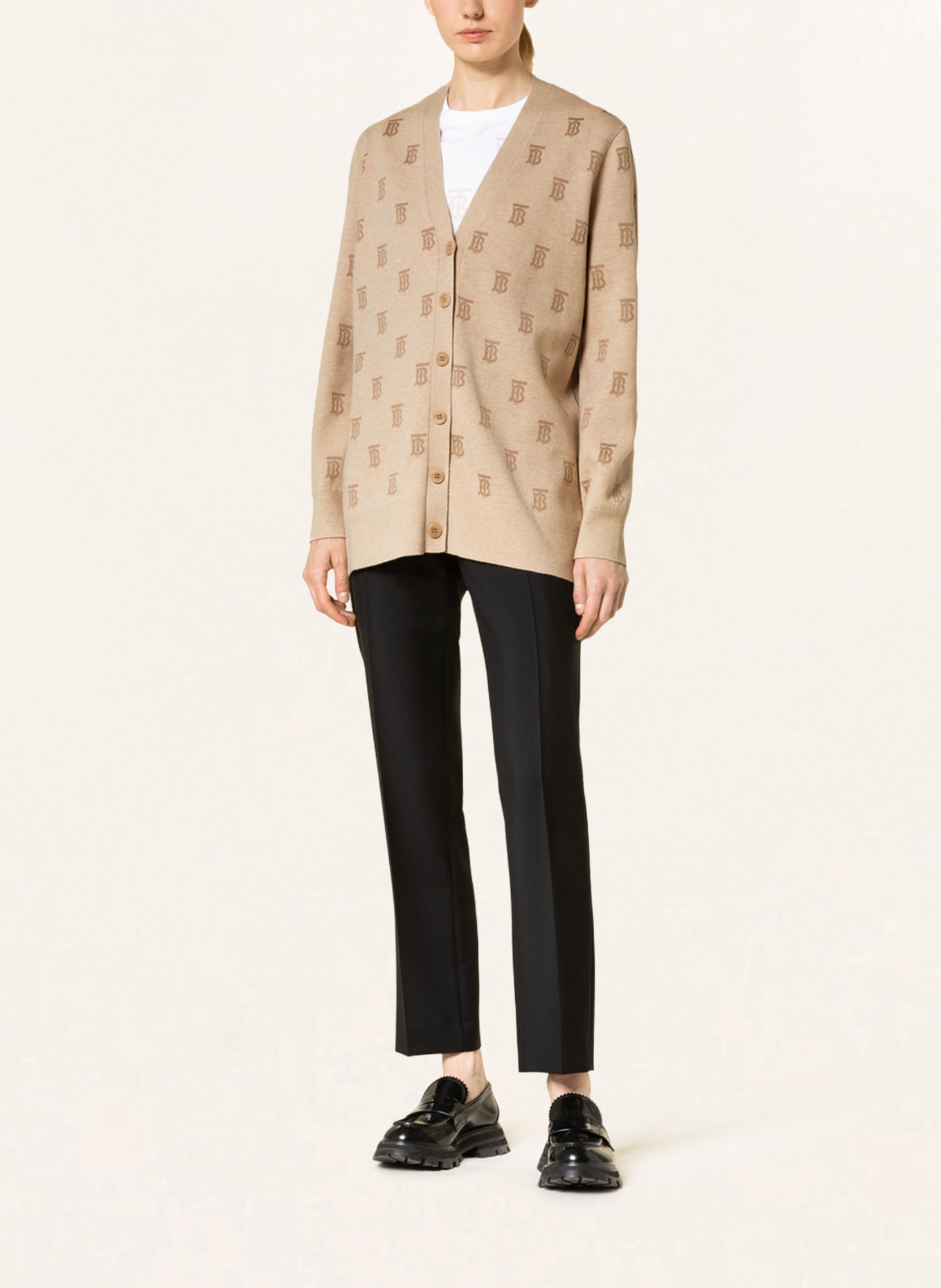 BURBERRY Oversized cardigan SALENA with silk , Color: BEIGE/ LIGHT BROWN (Image 2)