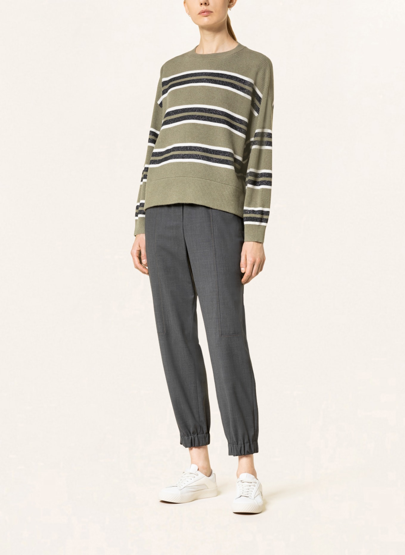 BRUNELLO CUCINELLI Sweater with cashmere and glitter thread, Color: OLIVE/ ECRU/ BLACK (Image 2)