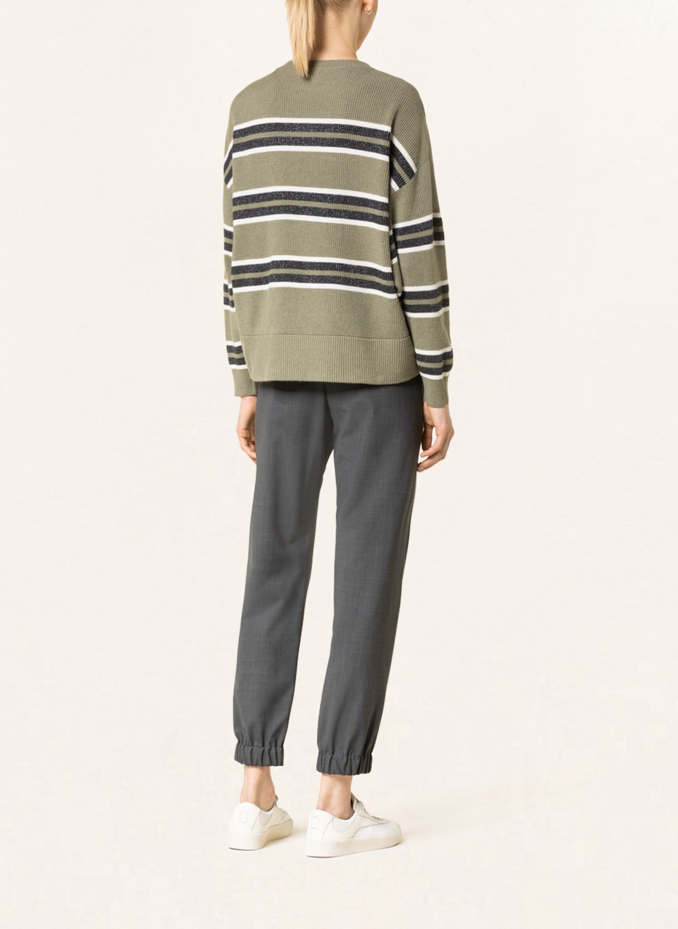 BRUNELLO CUCINELLI Sweater with cashmere and glitter thread, Color: OLIVE/ ECRU/ BLACK (Image 3)