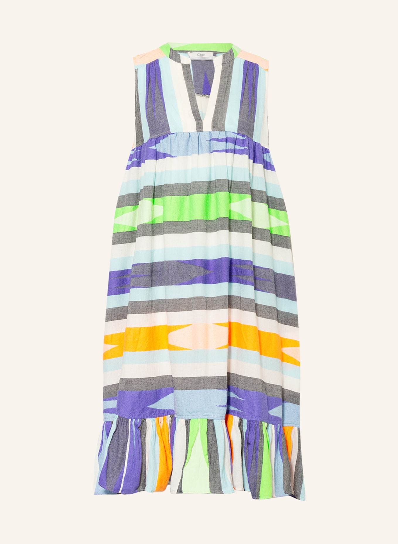 Devotion Dress with frills, Color: NEON GREEN/ NEON ORANGE/ LIGHT BLUE (Image 1)