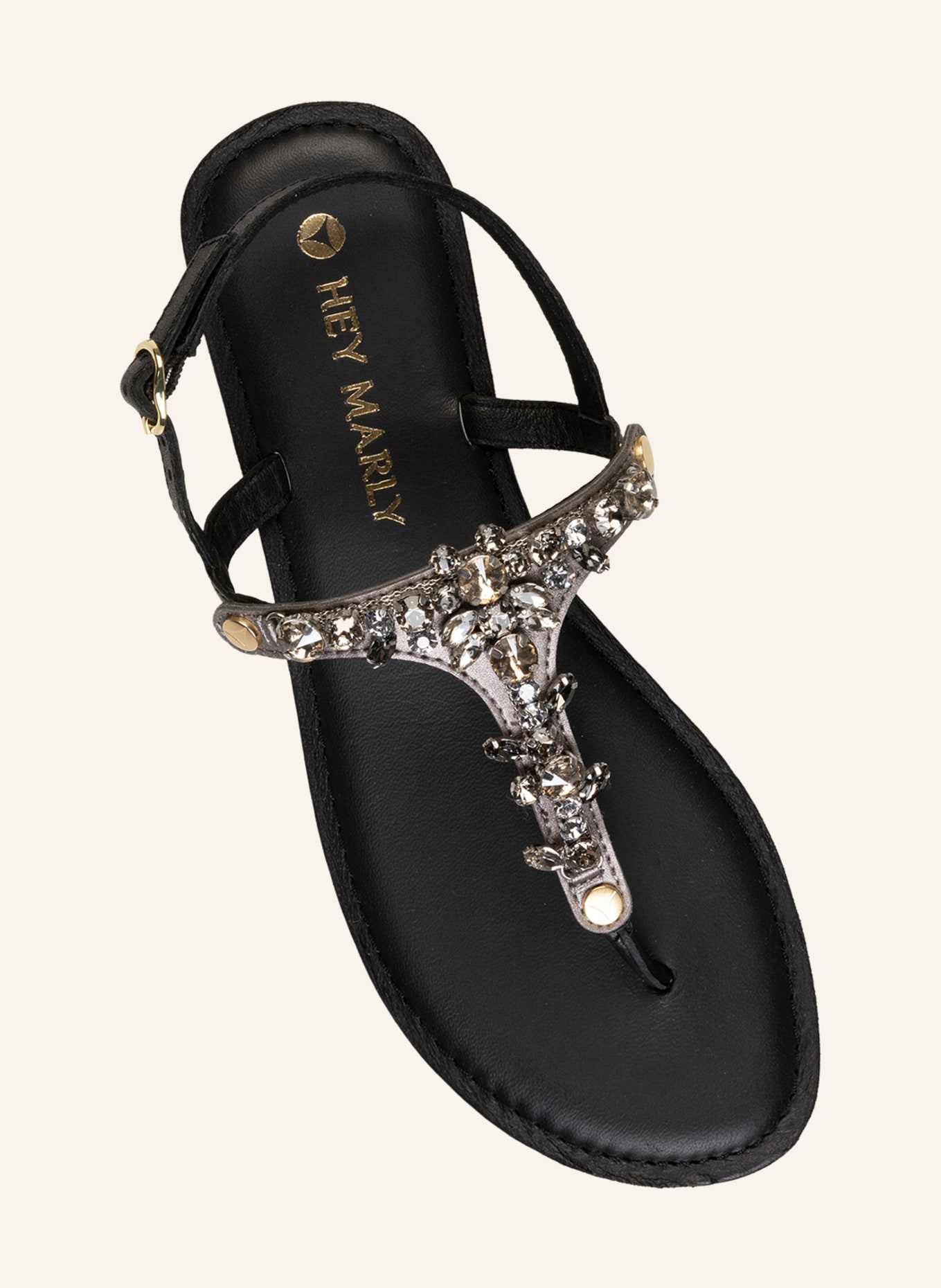 HEY MARLY Sandals topping BRILLIANT LIFE with decorative gems, Color: GRAY (Image 2)