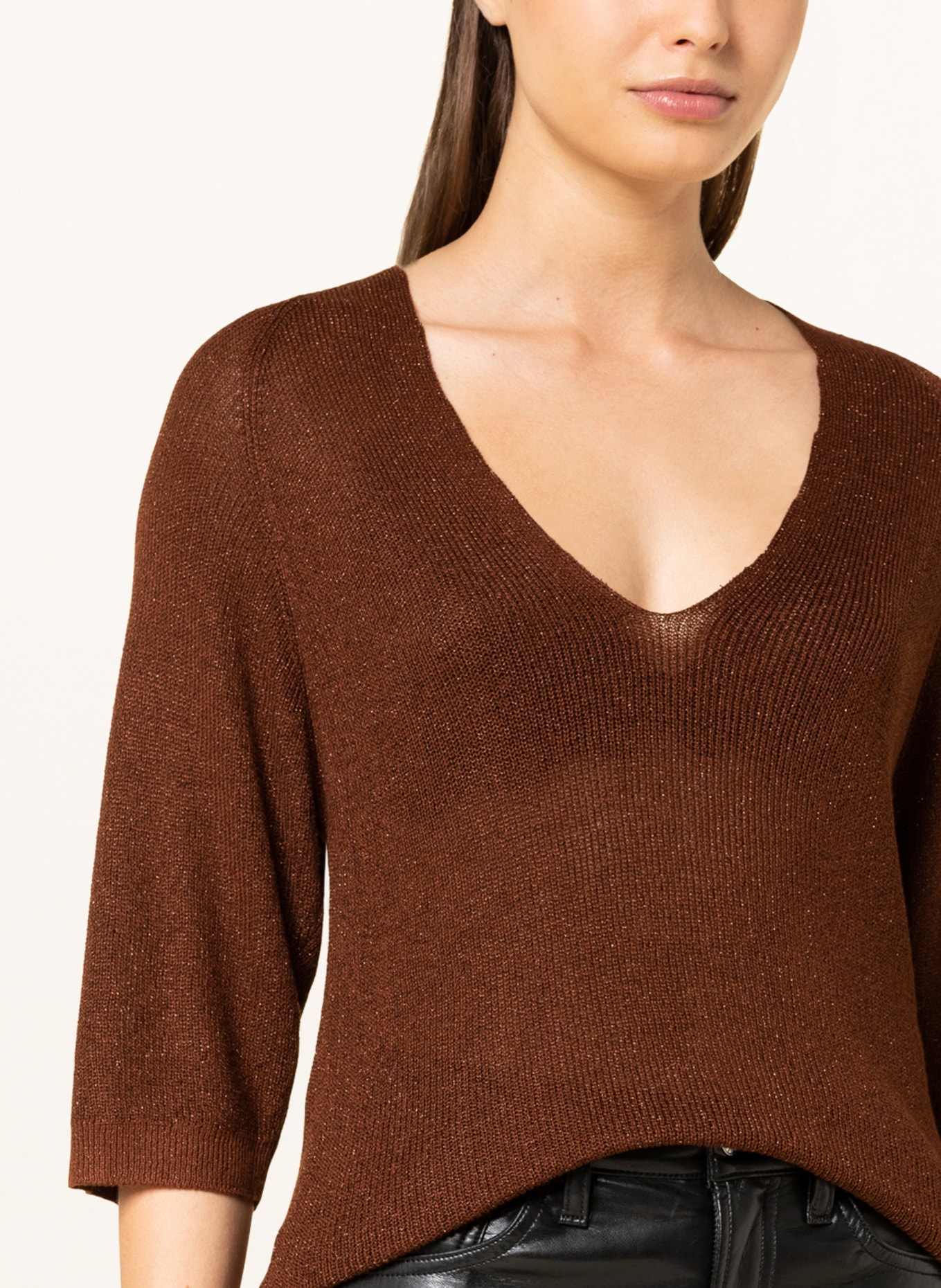 FREEQUENT Sweater FQLORETTA with glitter thread, Color: DARK BROWN (Image 4)