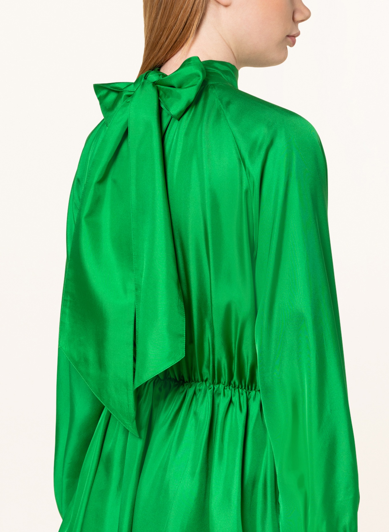 SAMSØE  SAMSØE Bluzka z wiązaniem pod szyją EBBALI z jedwabiu, Kolor: ZIELONY (Obrazek 4)