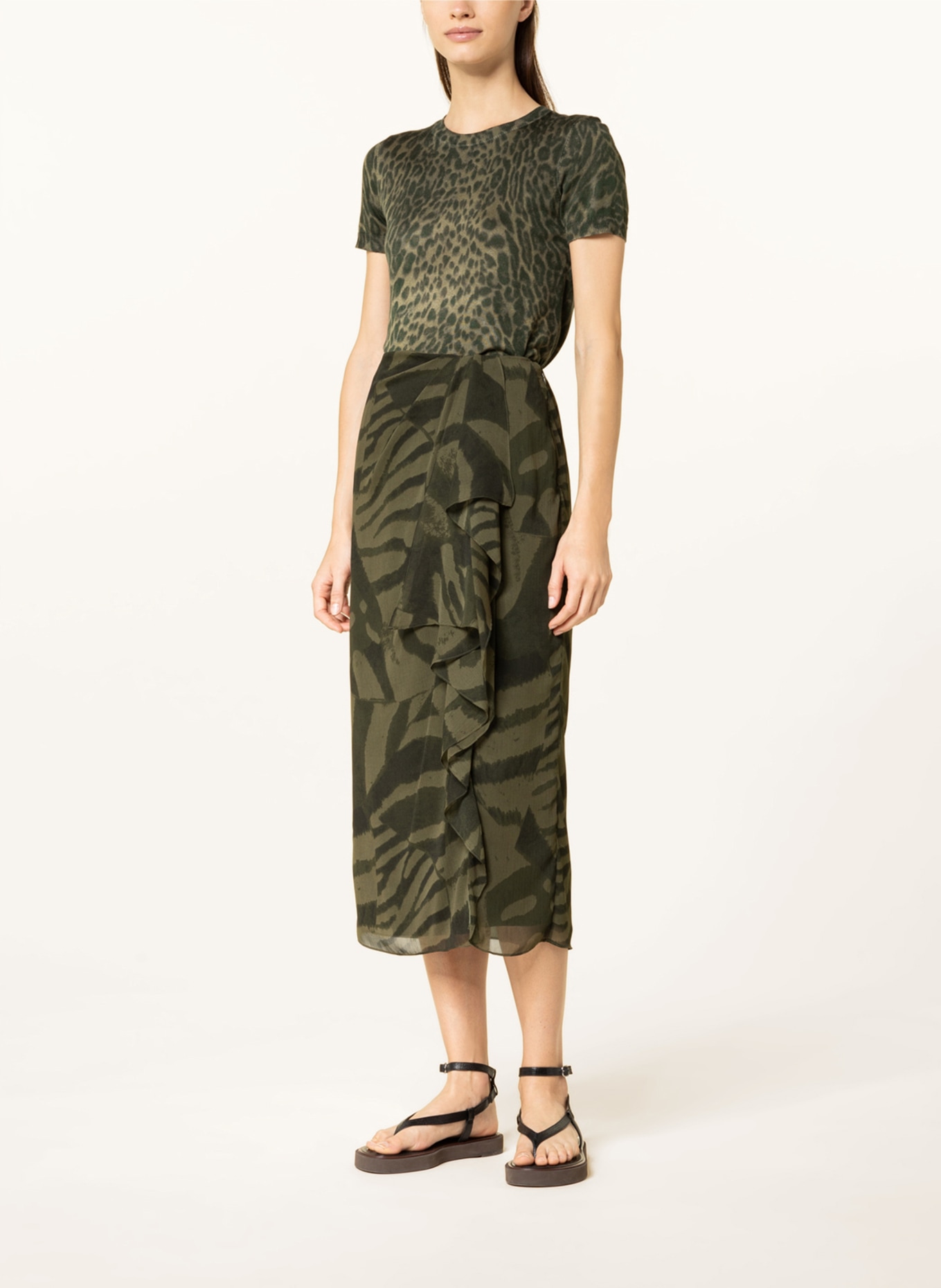 LAUREN RALPH LAUREN Skirt in wrap look, Color: DARK GREEN/ GREEN (Image 2)