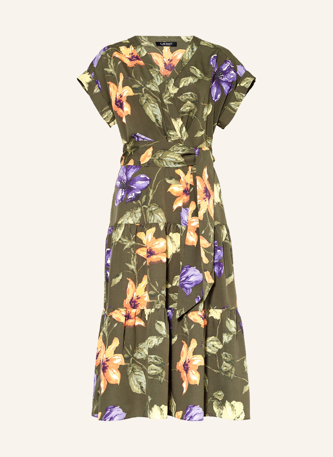 LAUREN RALPH LAUREN Dress in wrap look , Color: OLIVE/ ORANGE/ PURPLE (Image 1)