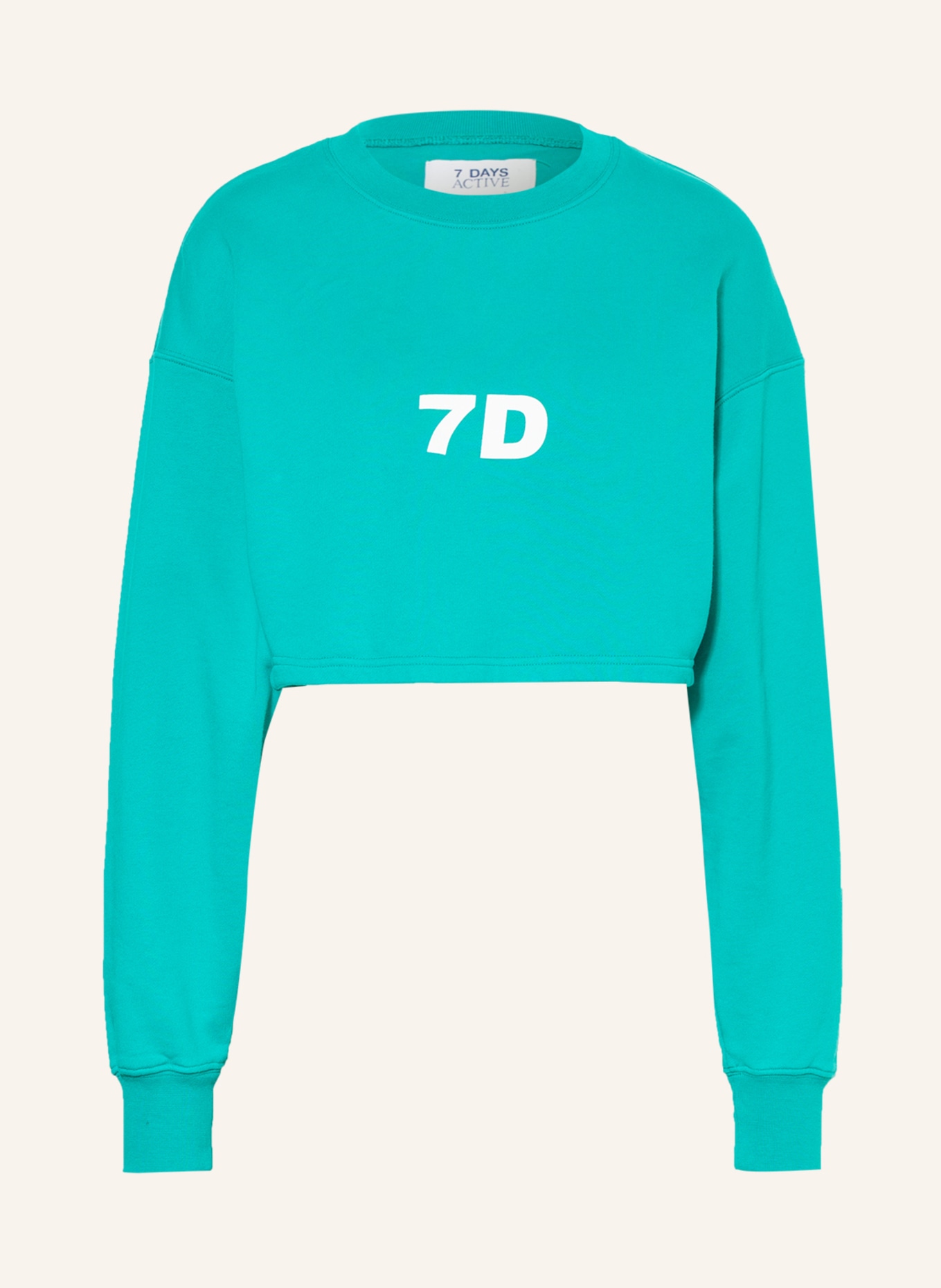 7 DAYS ACTIVE Cropped sweatshirt MONDAY, Color: NEON TURQUOISE (Image 1)