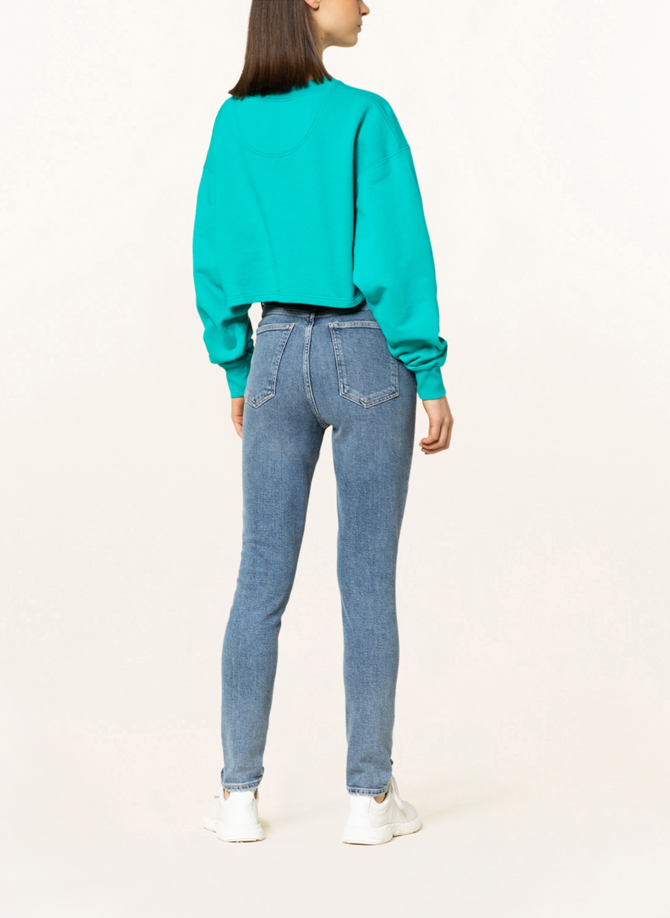 7 DAYS ACTIVE Cropped sweatshirt MONDAY, Color: NEON TURQUOISE (Image 3)